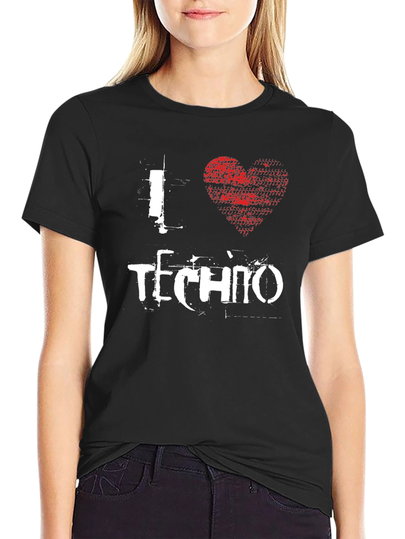 I Heart Techno T-Shirt - Black Graphic Tee