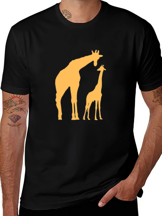 Giraffe Graphic Tee - Black Cotton Blend Shirt