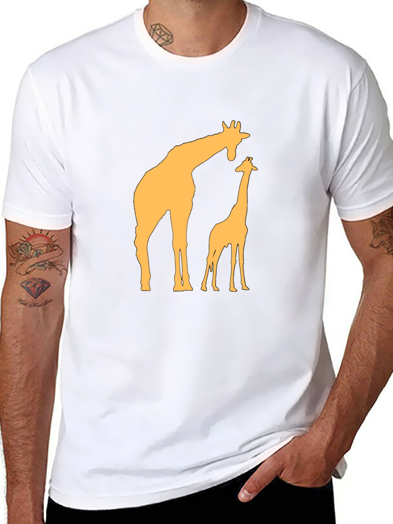 Giraffe Graphic Tee - Black Cotton Blend Shirt