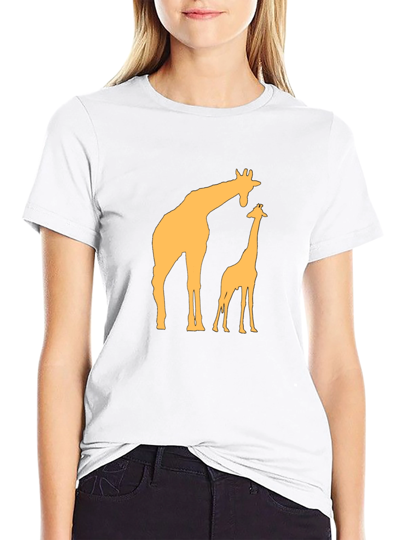 Giraffe Graphic Tee - Black Cotton Blend Shirt