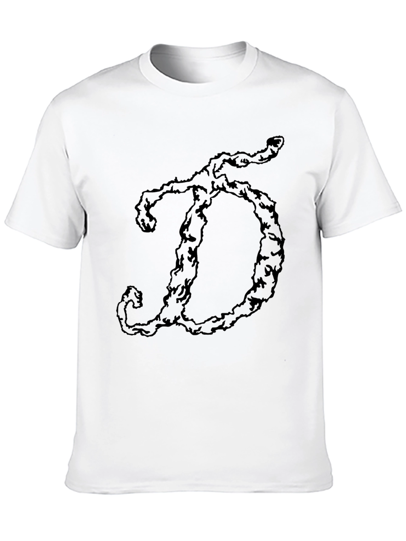 Mens Black T-Shirt with D Letter Design