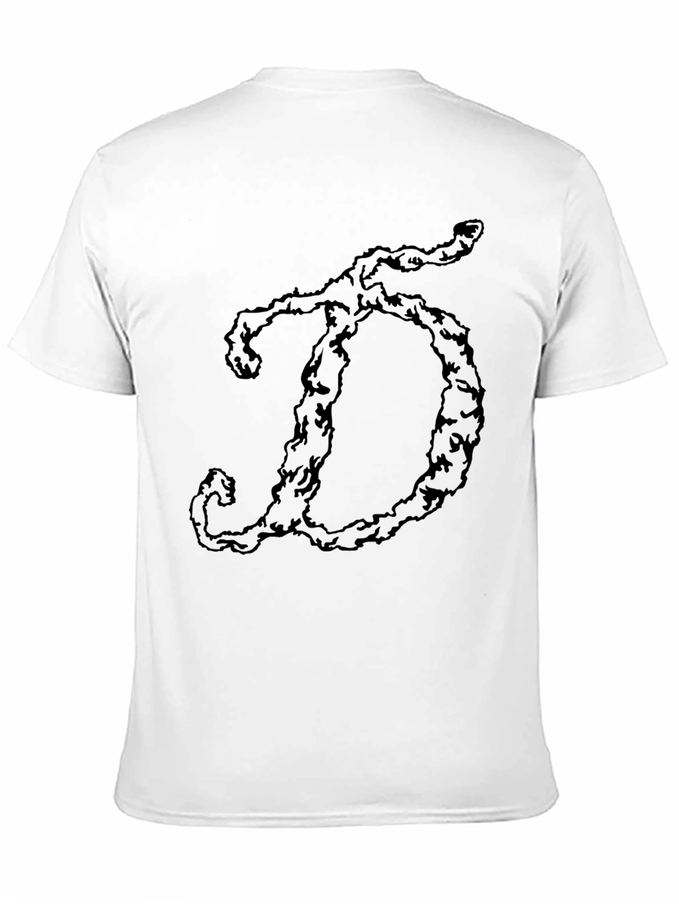 Mens Black T-Shirt with D Letter Design