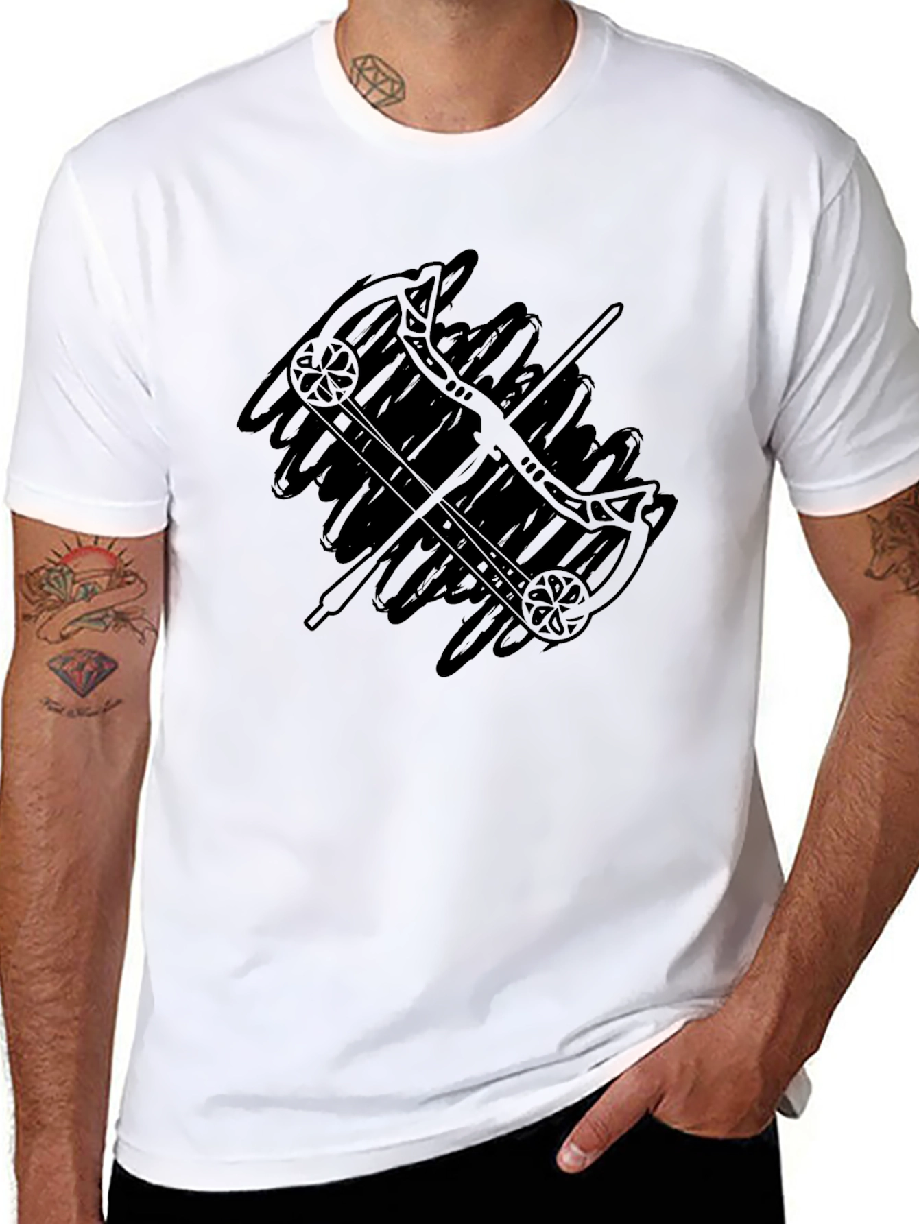 Archery Bow & Arrow Graphic Tee - Black