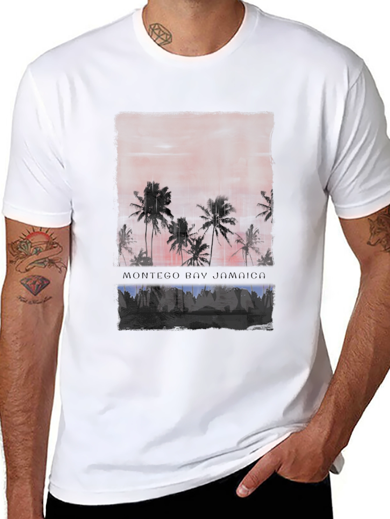 Montego Bay Jamaica Palm Tree Graphic Tee