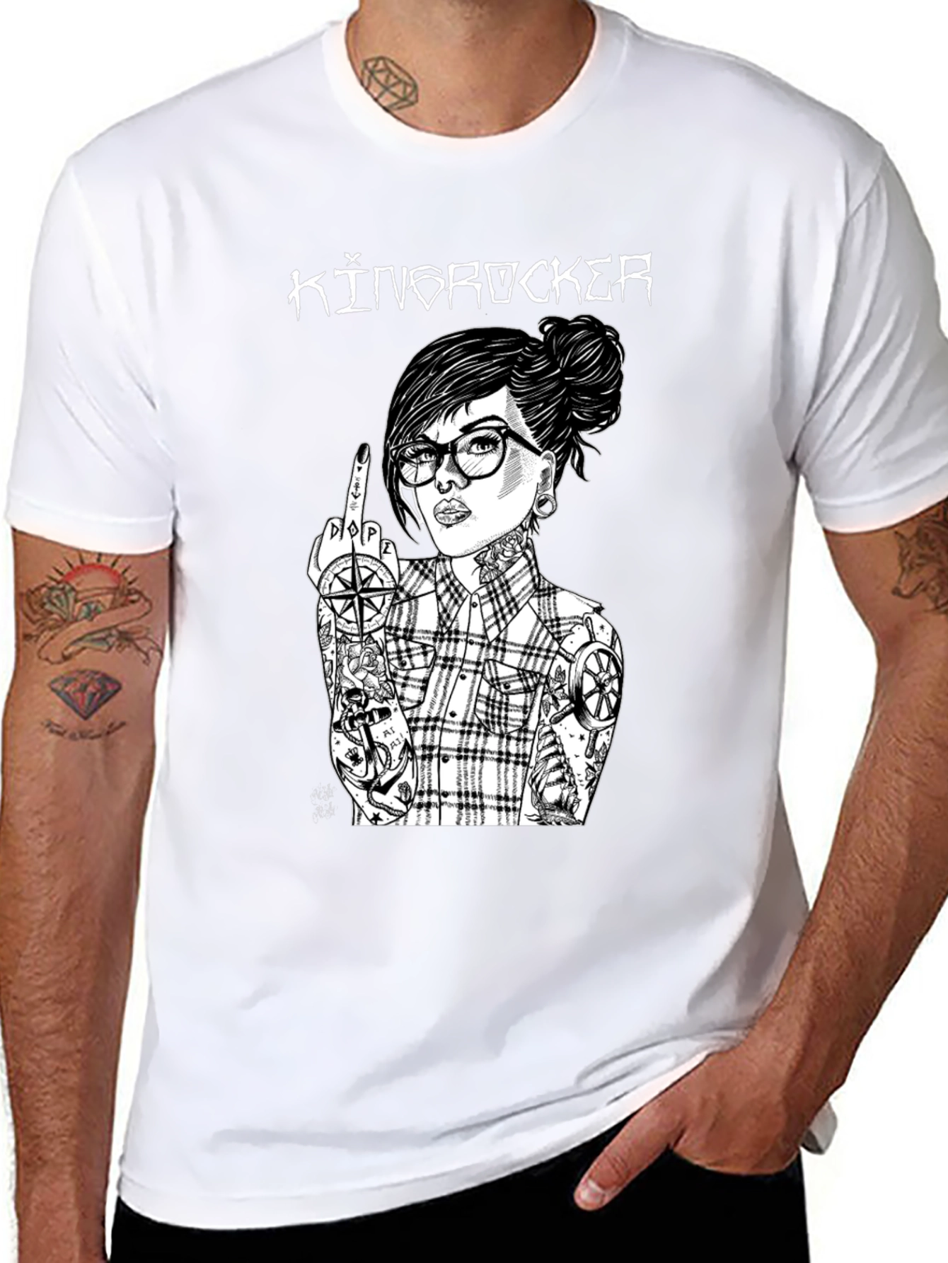 Kingrocker Graphic T-Shirt - Edgy Tattooed Woman Design