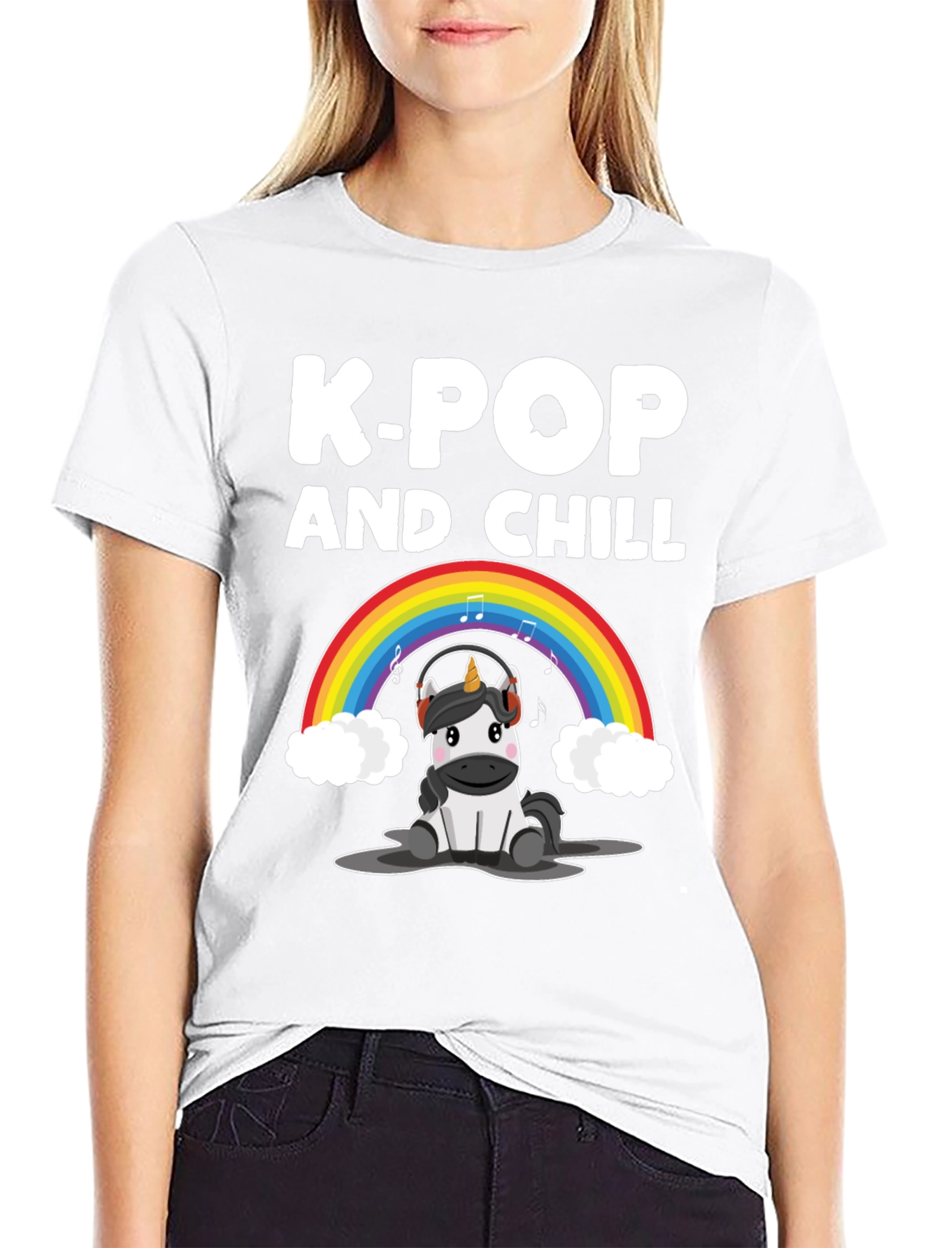 K-Pop and Chill Unicorn Graphic T-Shirt