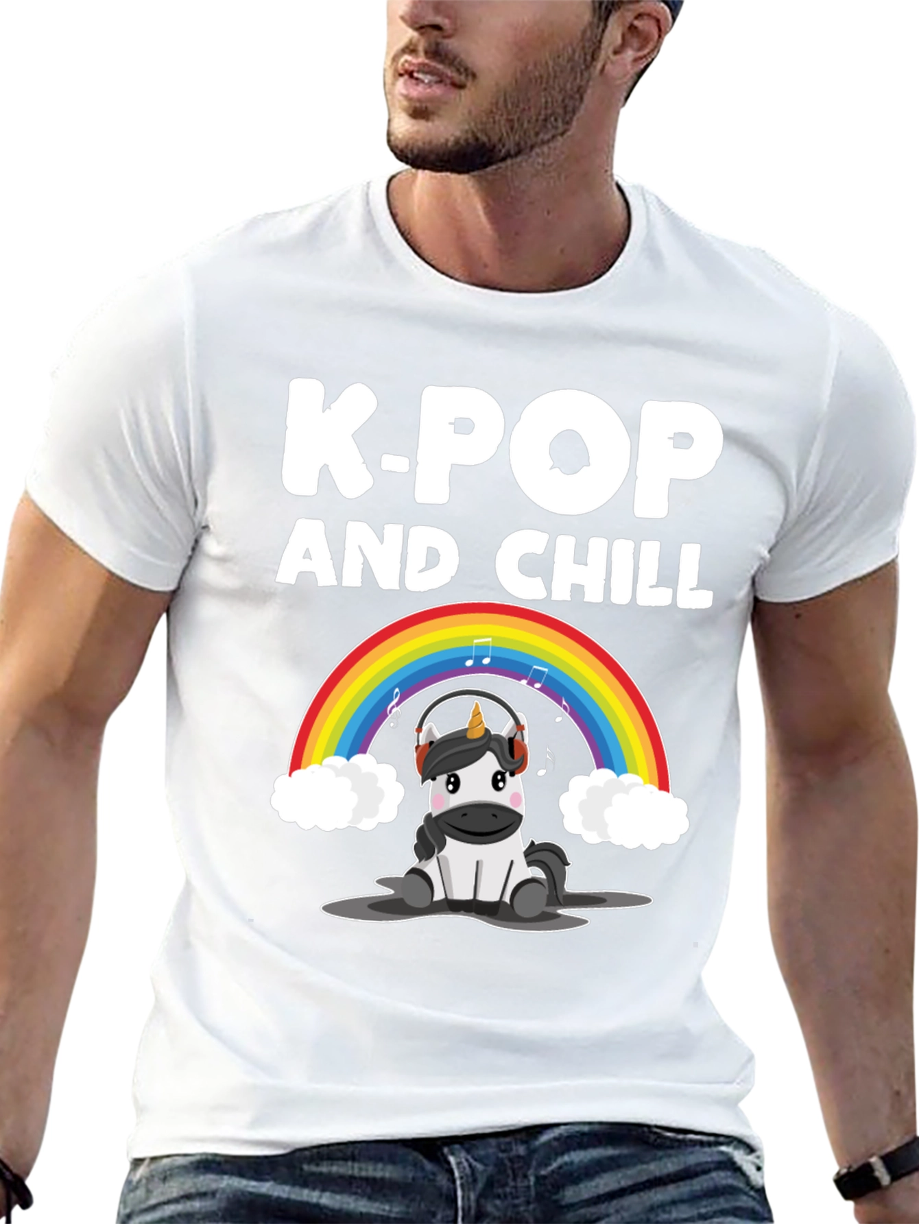 K-Pop and Chill Unicorn Graphic T-Shirt