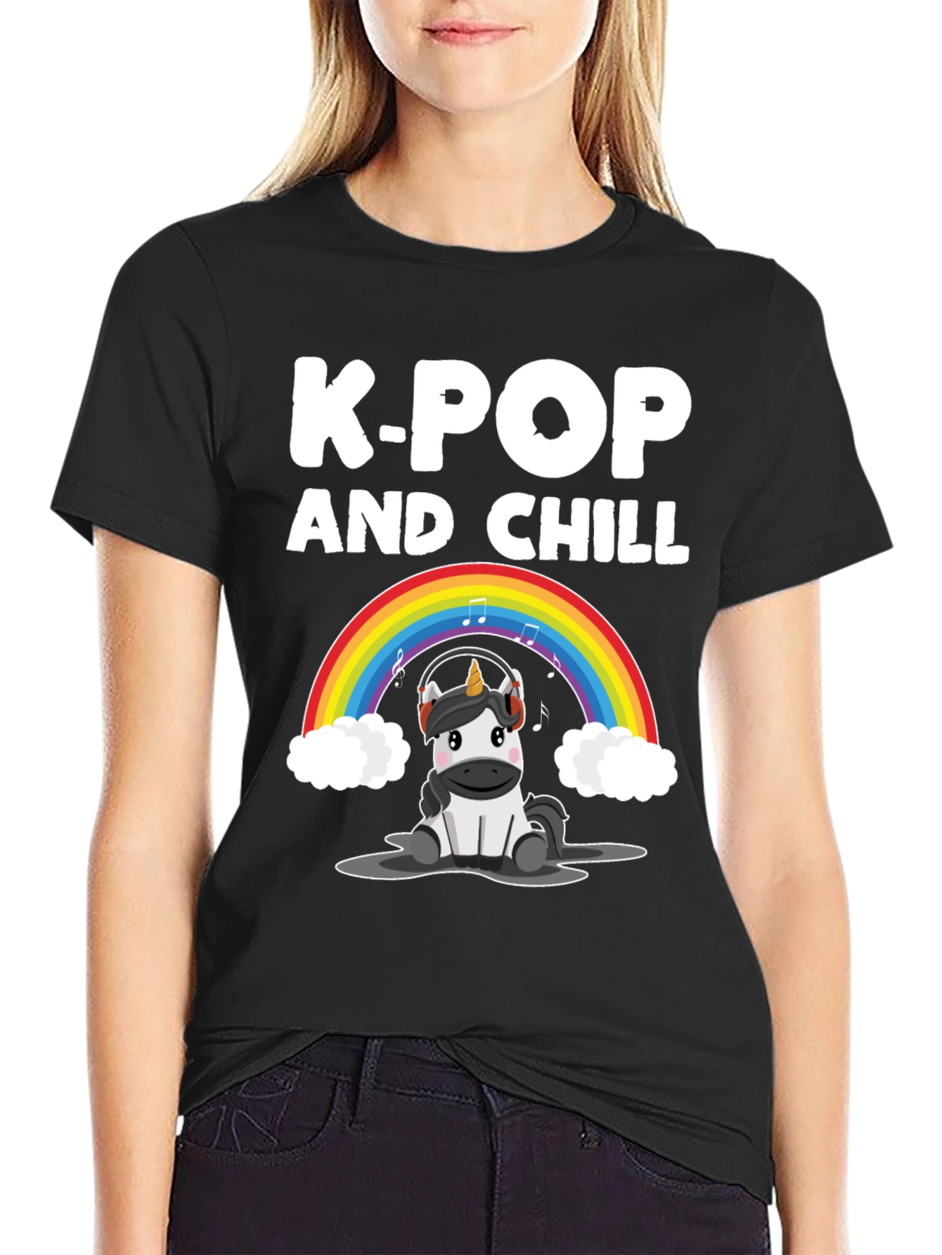 K-Pop and Chill Unicorn Graphic T-Shirt