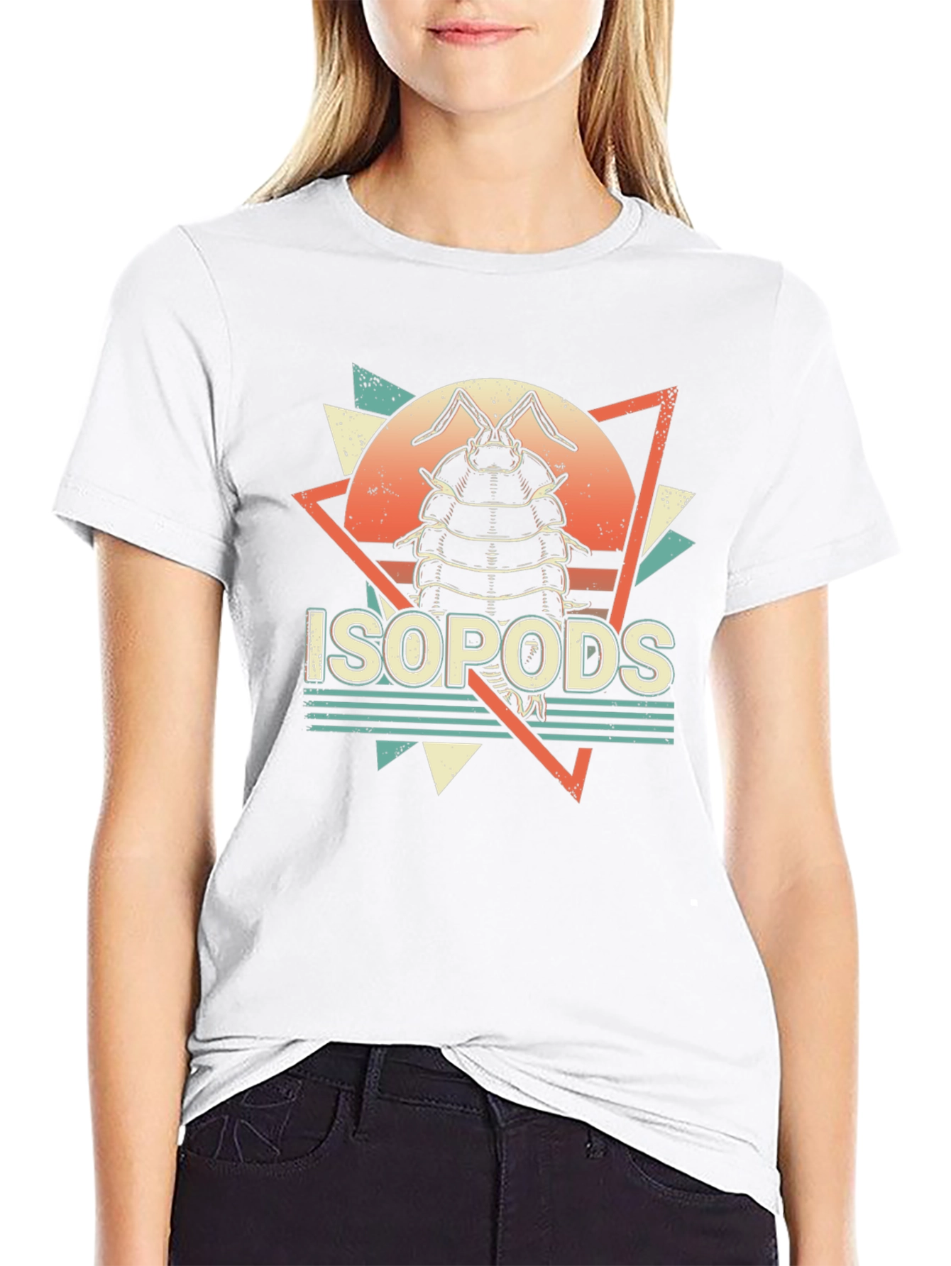 Isopods T-Shirt Retro Pillbug Design Black Cotton Tee