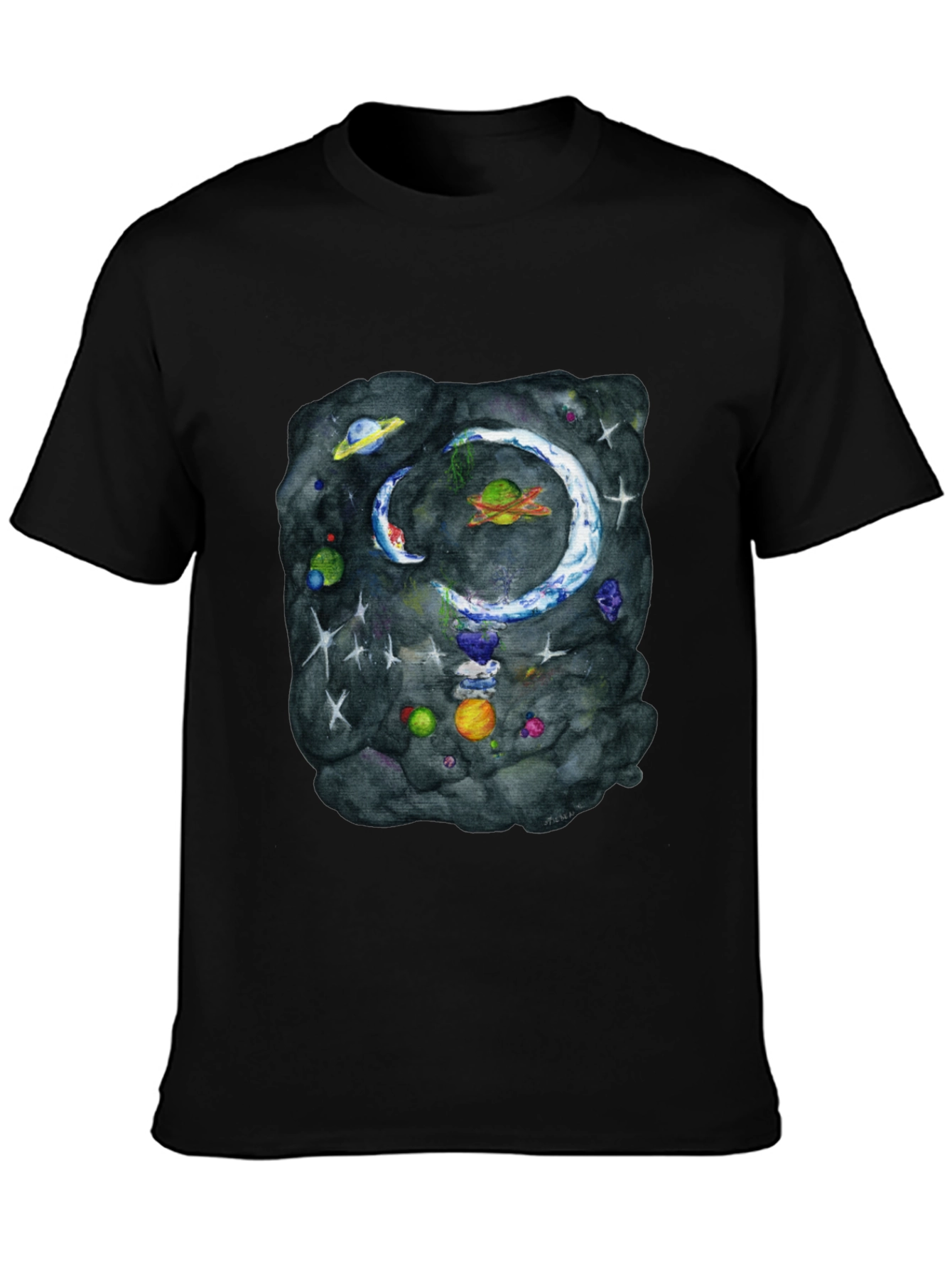 Cosmic Galaxy Graphic Tee - Mens Black T-Shirt