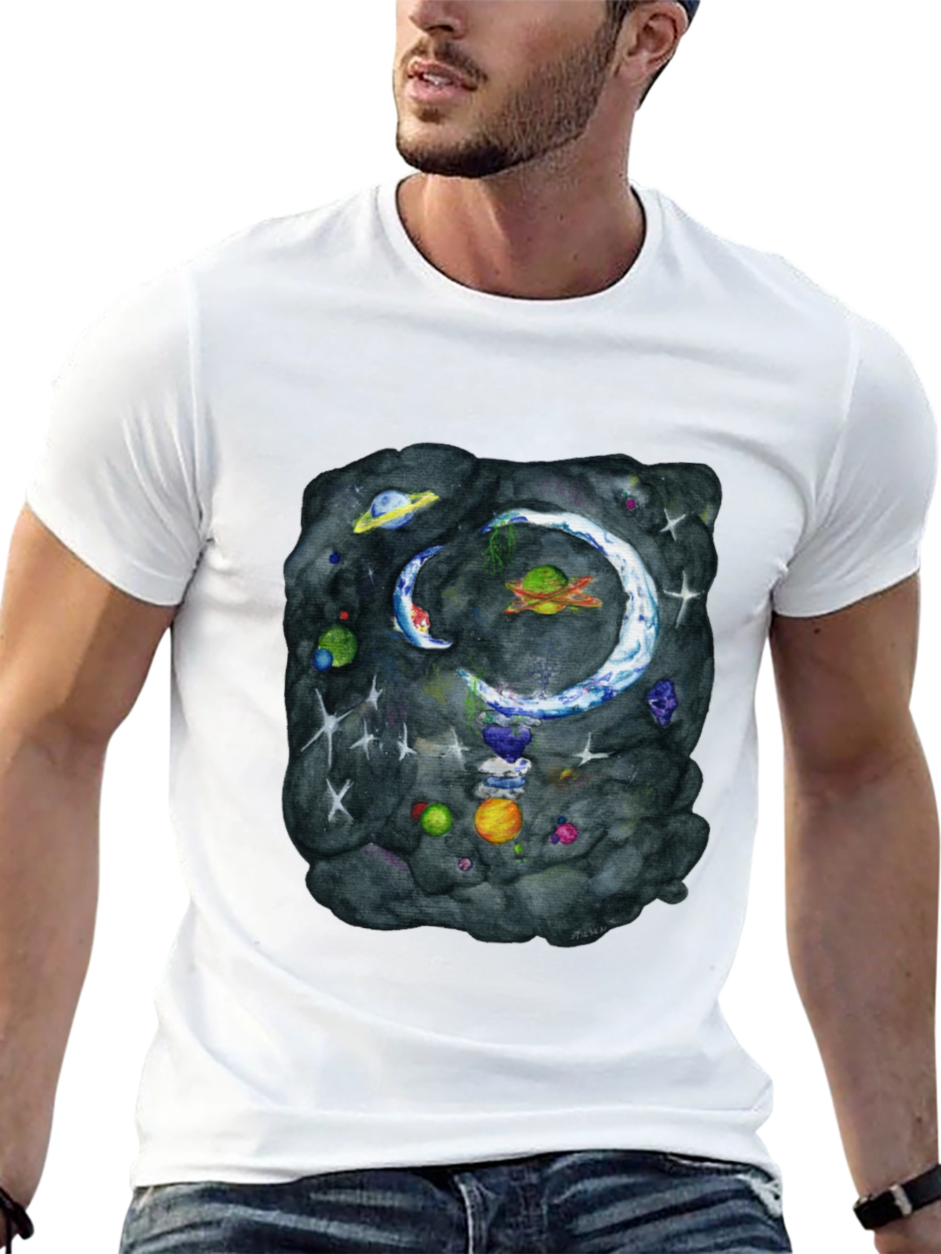 Cosmic Galaxy Graphic Tee - Mens Black T-Shirt