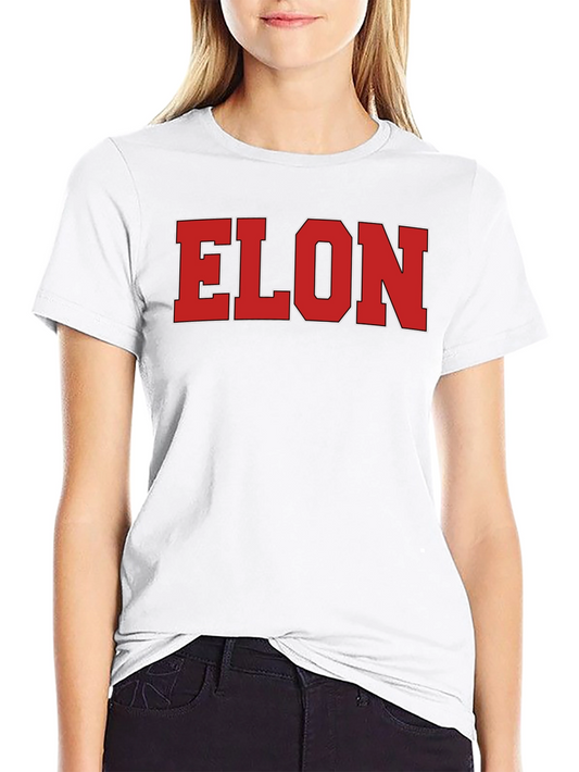 Elon Crew Neck T-Shirt - Solid Black with Bold Red Lettering