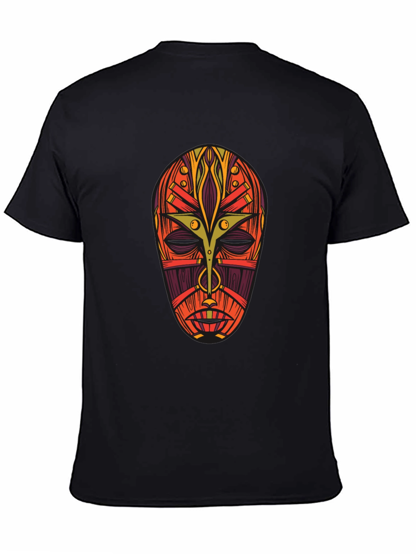 Tribal Mask Graphic Tee - Bold Artistic Design