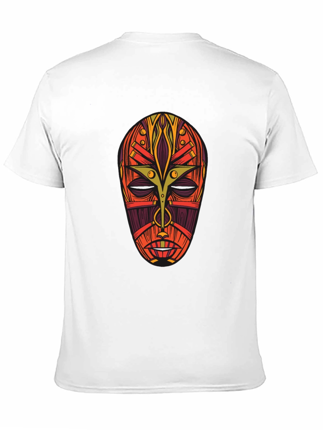 Tribal Mask Graphic Tee - Bold Artistic Design