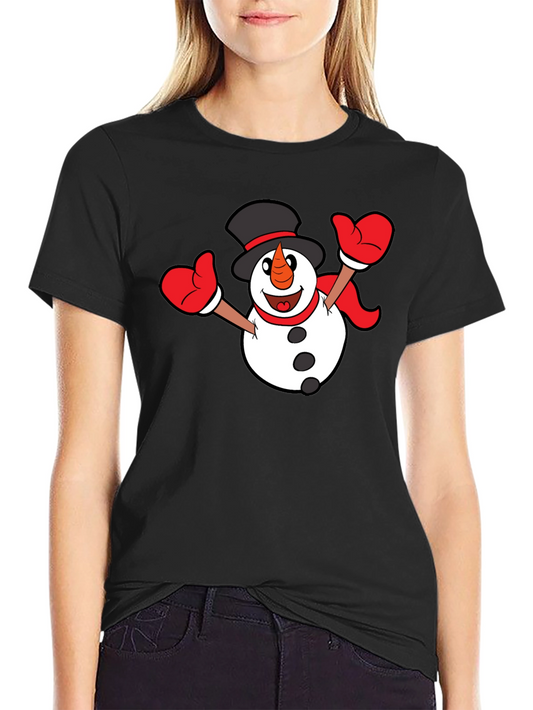 Festive Snowman Graphic Tee - Black