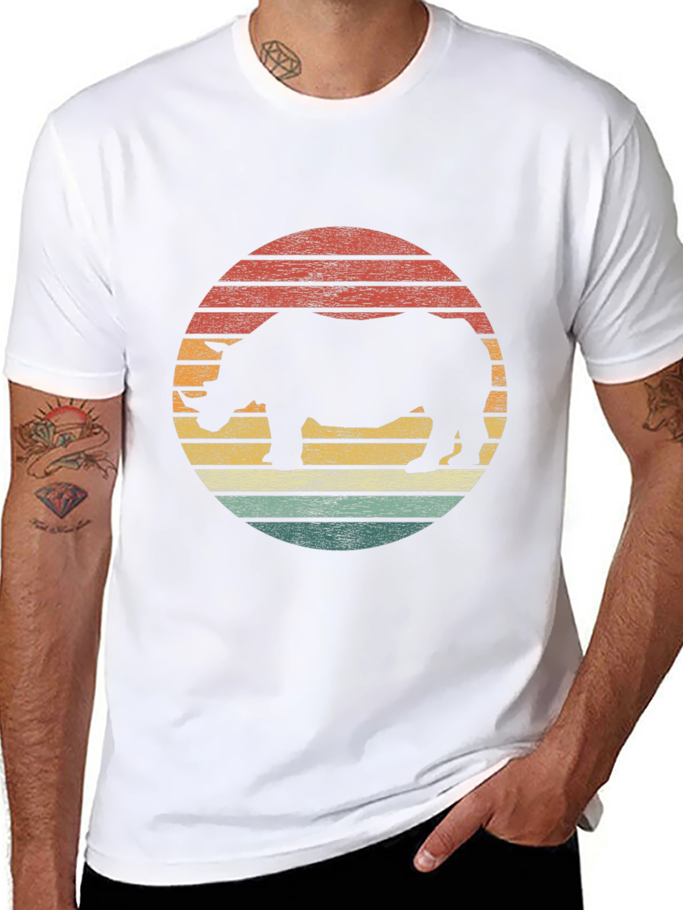 Retro Rhino Sunset Graphic Tee
