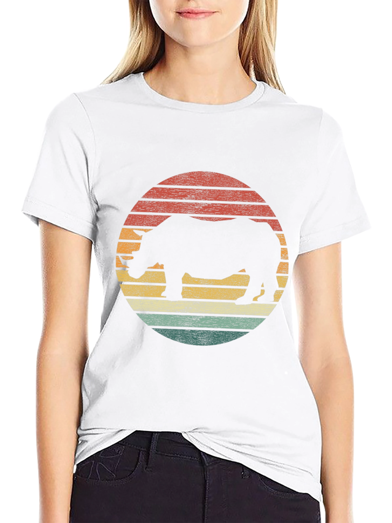 Retro Rhino Sunset Graphic Tee