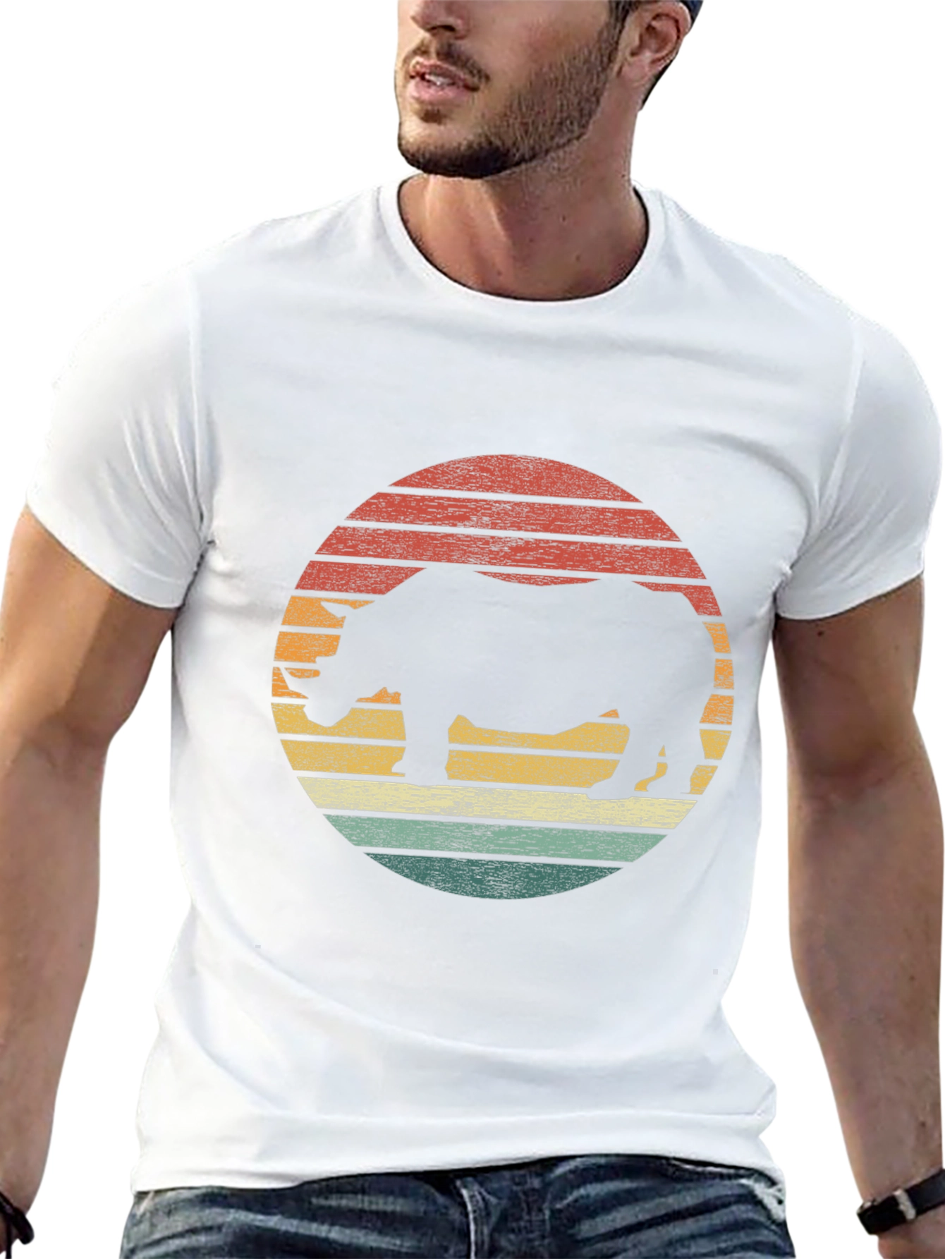 Retro Rhino Sunset Graphic Tee