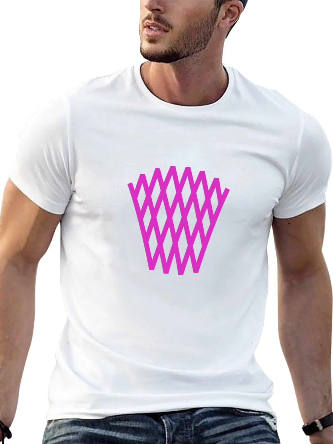 Graphic Tee: Diamond Weave Pattern - Black