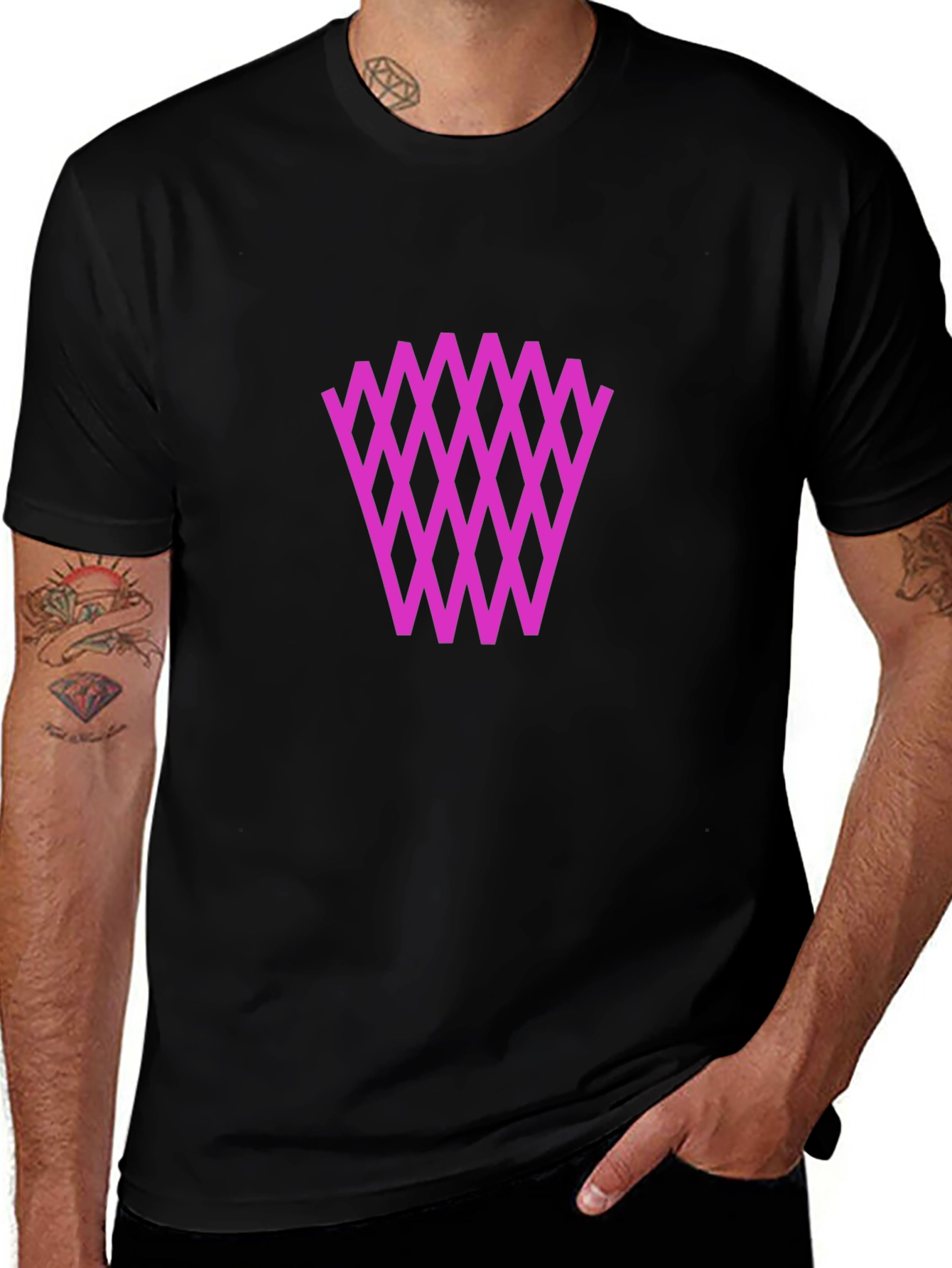 Graphic Tee: Diamond Weave Pattern - Black