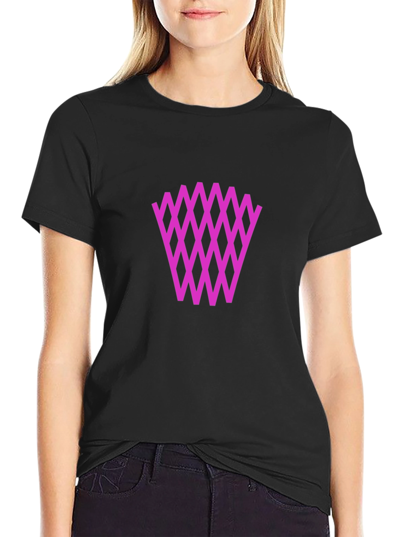 Graphic Tee: Diamond Weave Pattern - Black