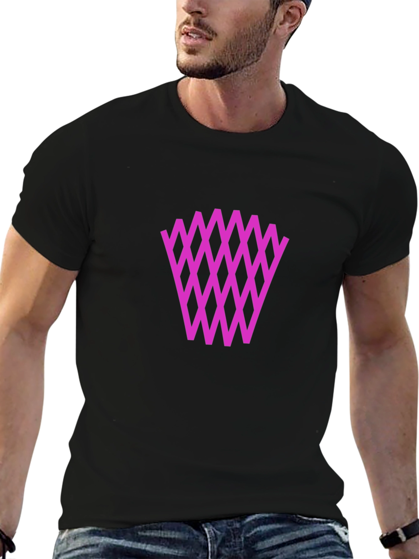 Graphic Tee: Diamond Weave Pattern - Black