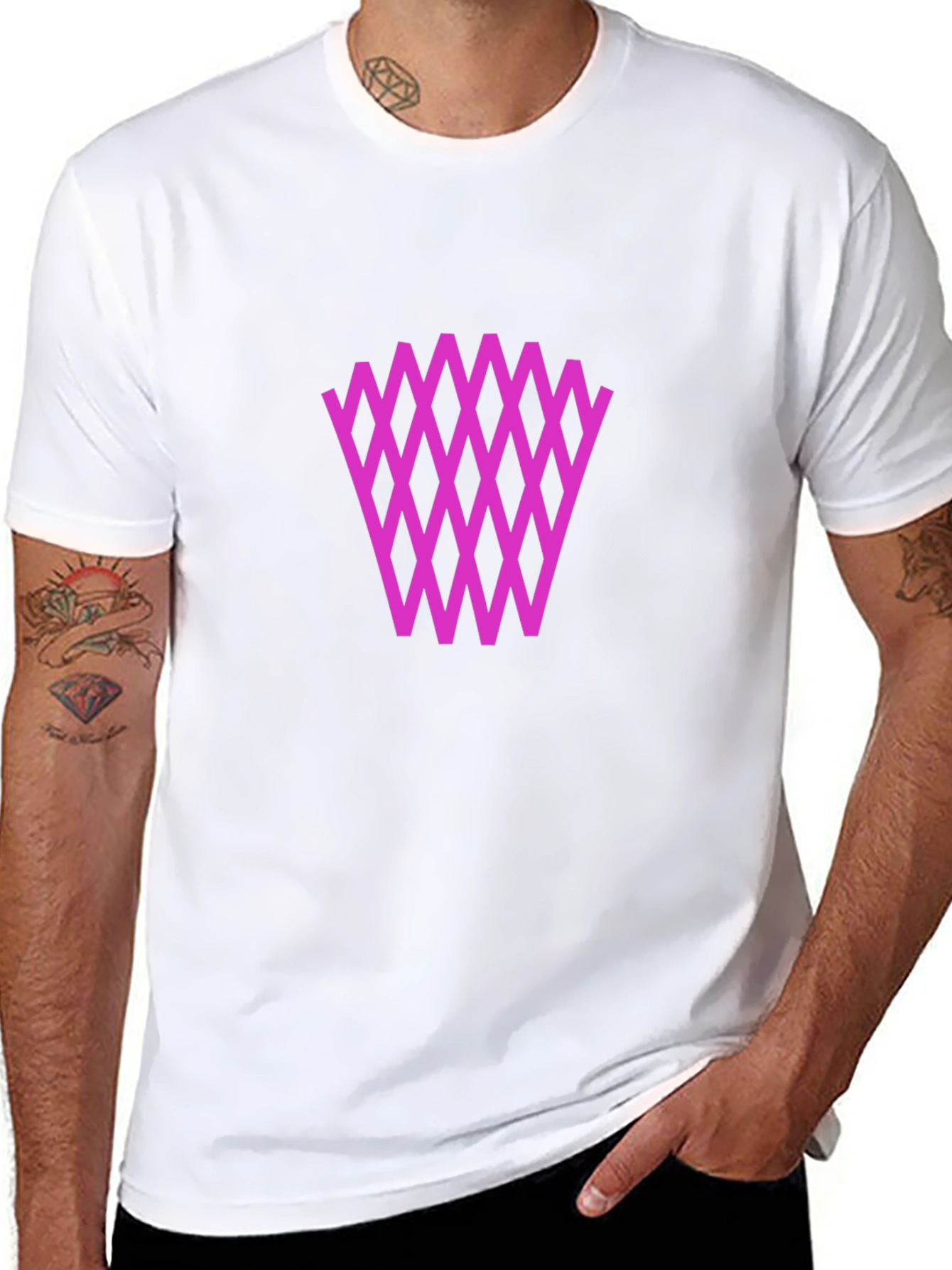 Graphic Tee: Diamond Weave Pattern - Black