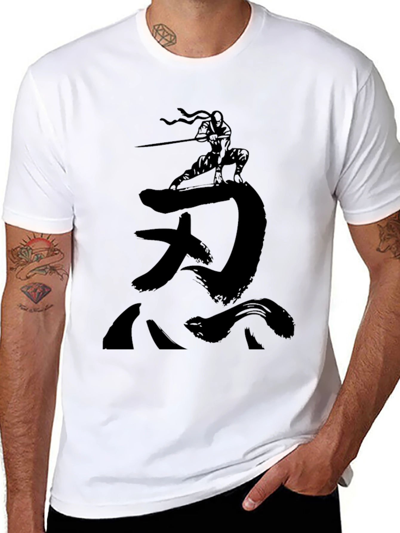 Ninja Silhouette Graphic Black T-Shirt