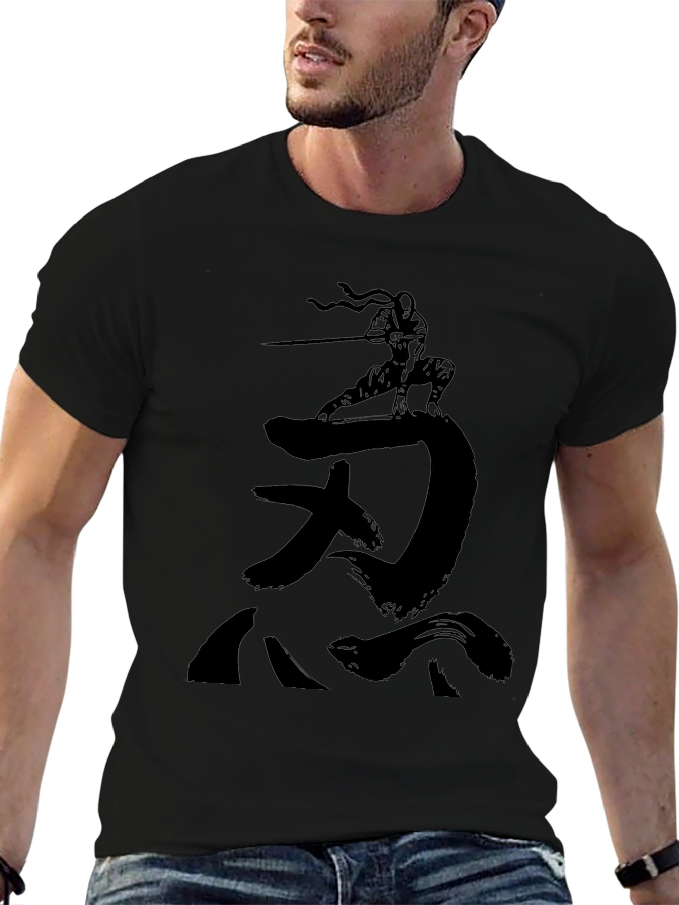 Ninja Silhouette Graphic Black T-Shirt