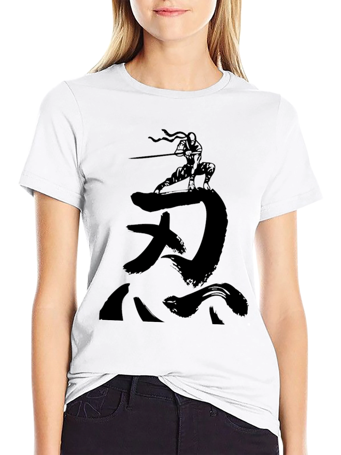 Ninja Silhouette Graphic Black T-Shirt