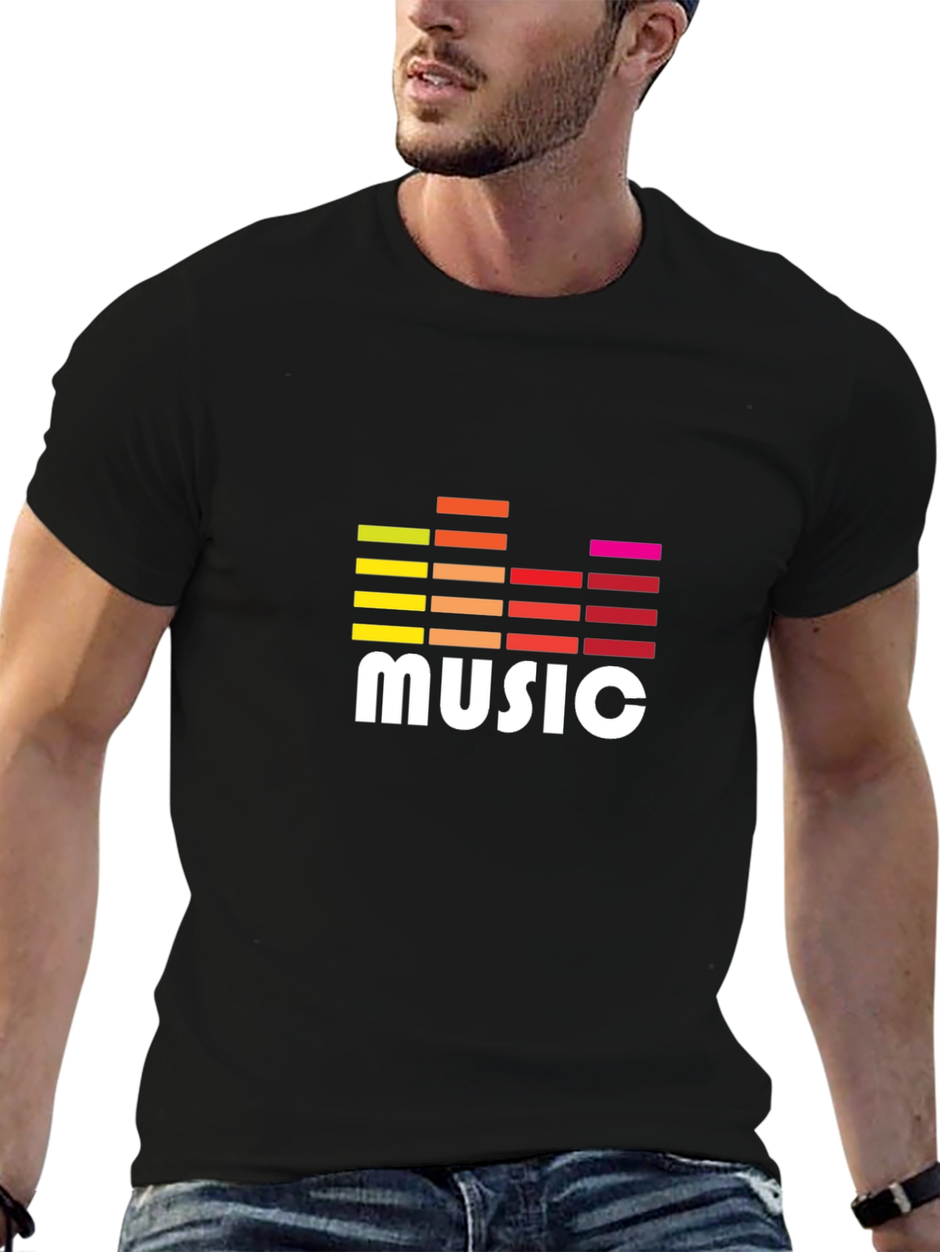 Music Graphic Tee - Trendy Sound Wave Design