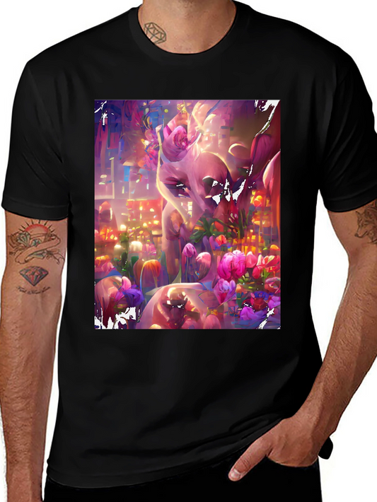 Floral Fantasy Graphic Tee - Artistic & Vibrant