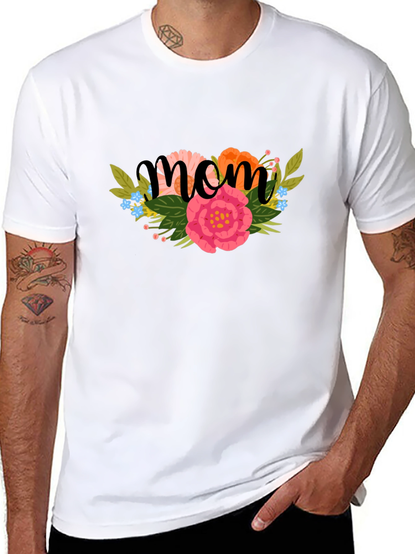 Floral Mom Graphic Black T-Shirt