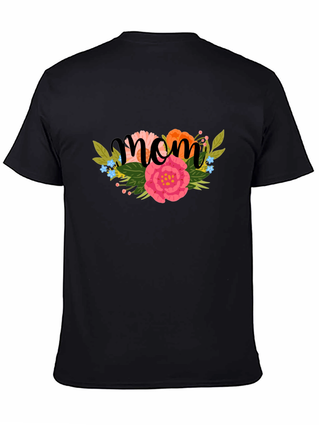 Floral Mom Graphic Black T-Shirt