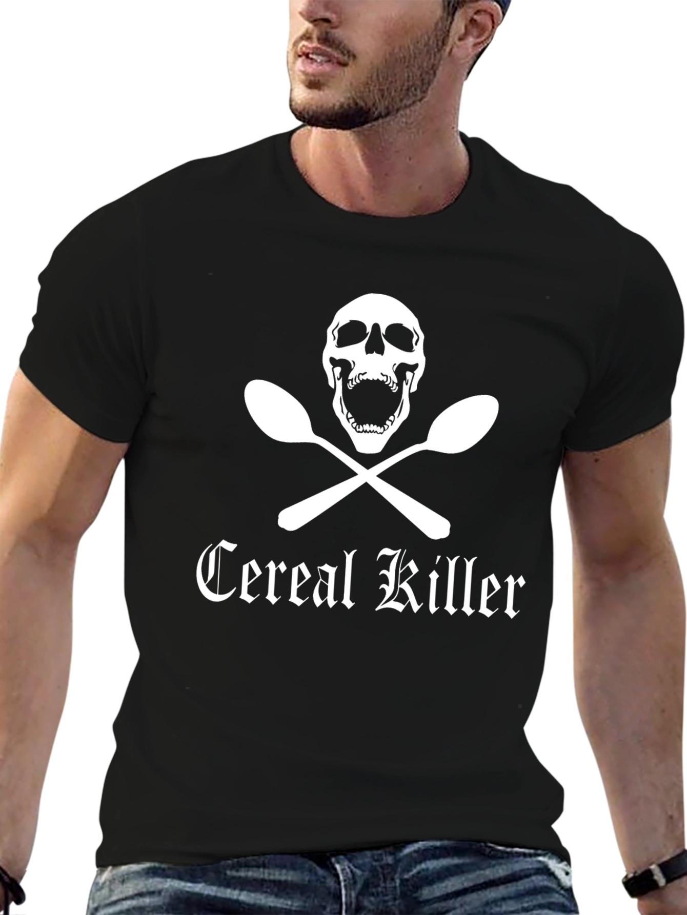 Cereal Killer Graphic Tee - Skull & Spoons