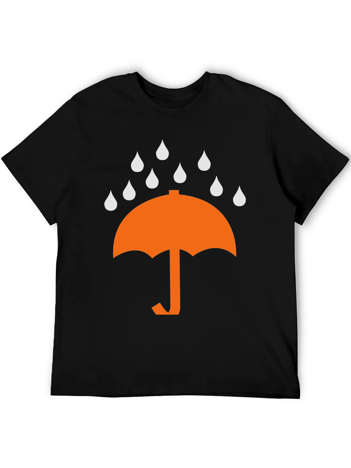 Umbrella Raindrop Graphic Tee - Black Cotton T-Shirt