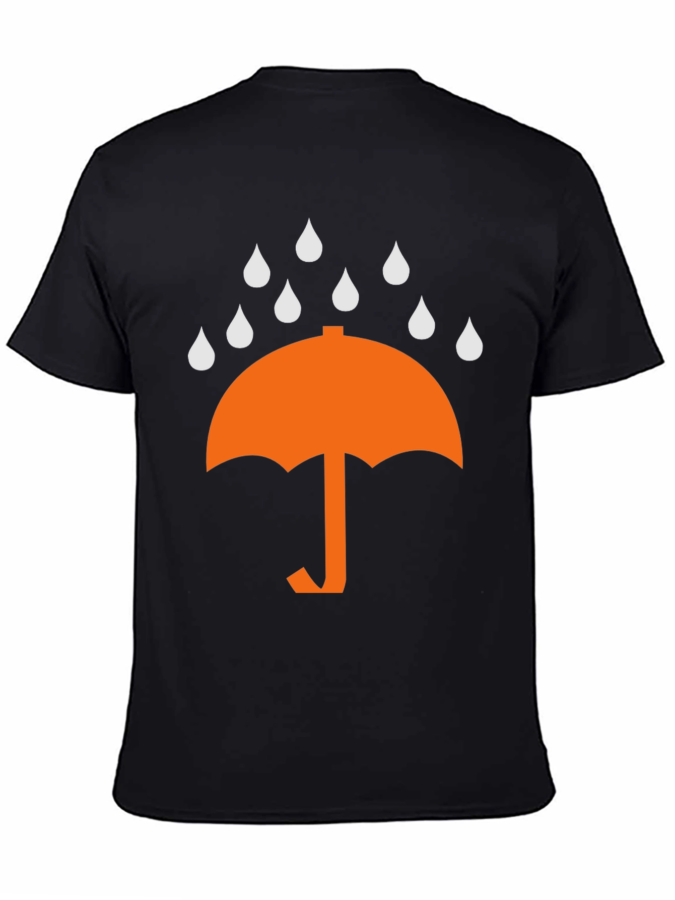 Umbrella Raindrop Graphic Tee - Black Cotton T-Shirt