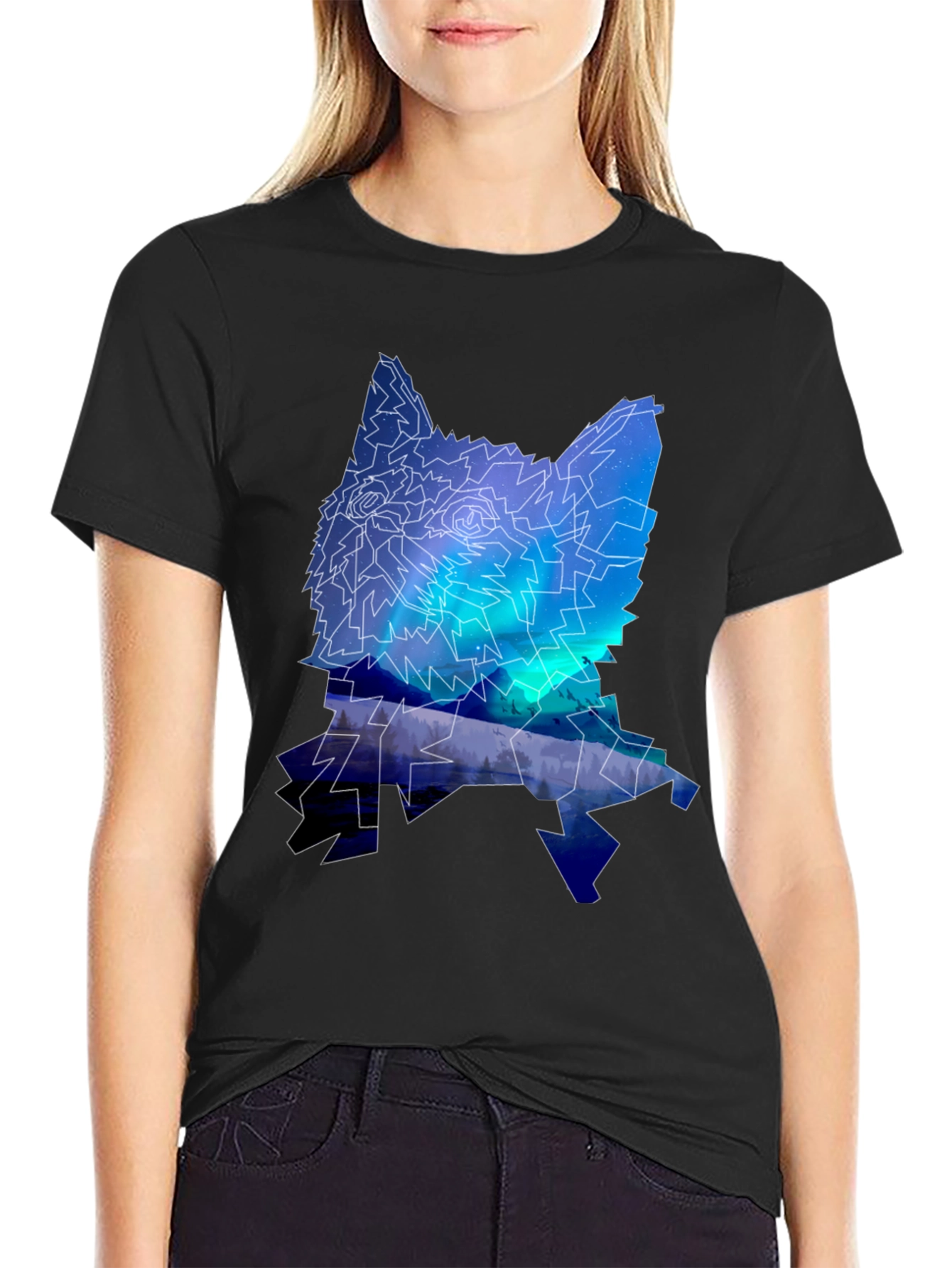 Northern Lights Wolf Graphic T-Shirt