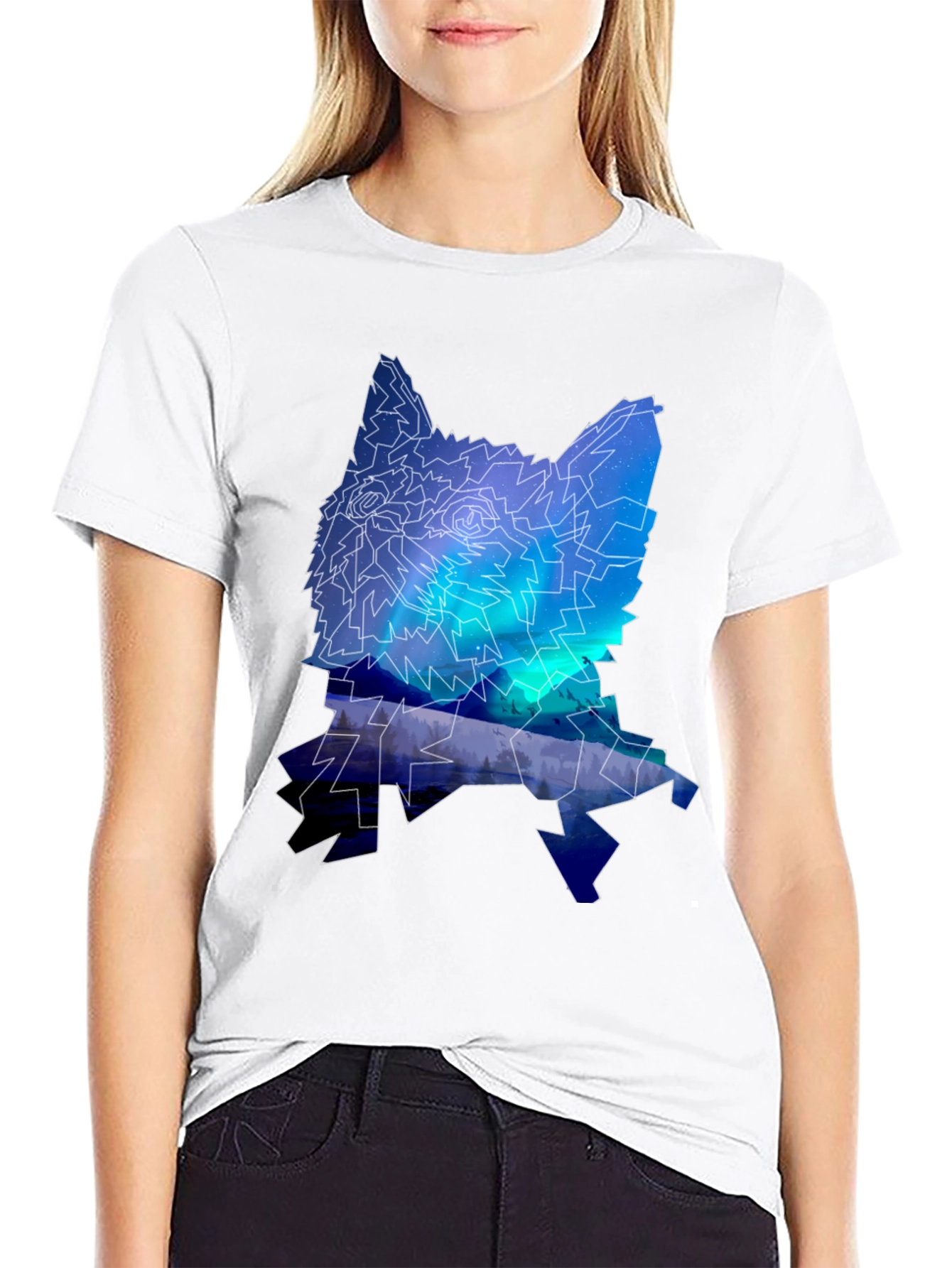 Northern Lights Wolf Graphic T-Shirt