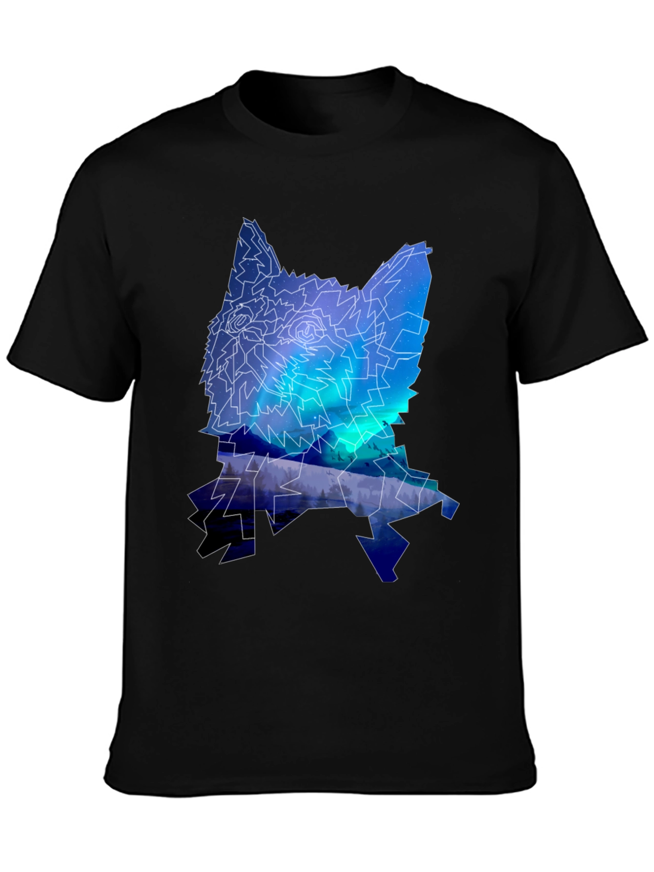 Northern Lights Wolf Graphic T-Shirt