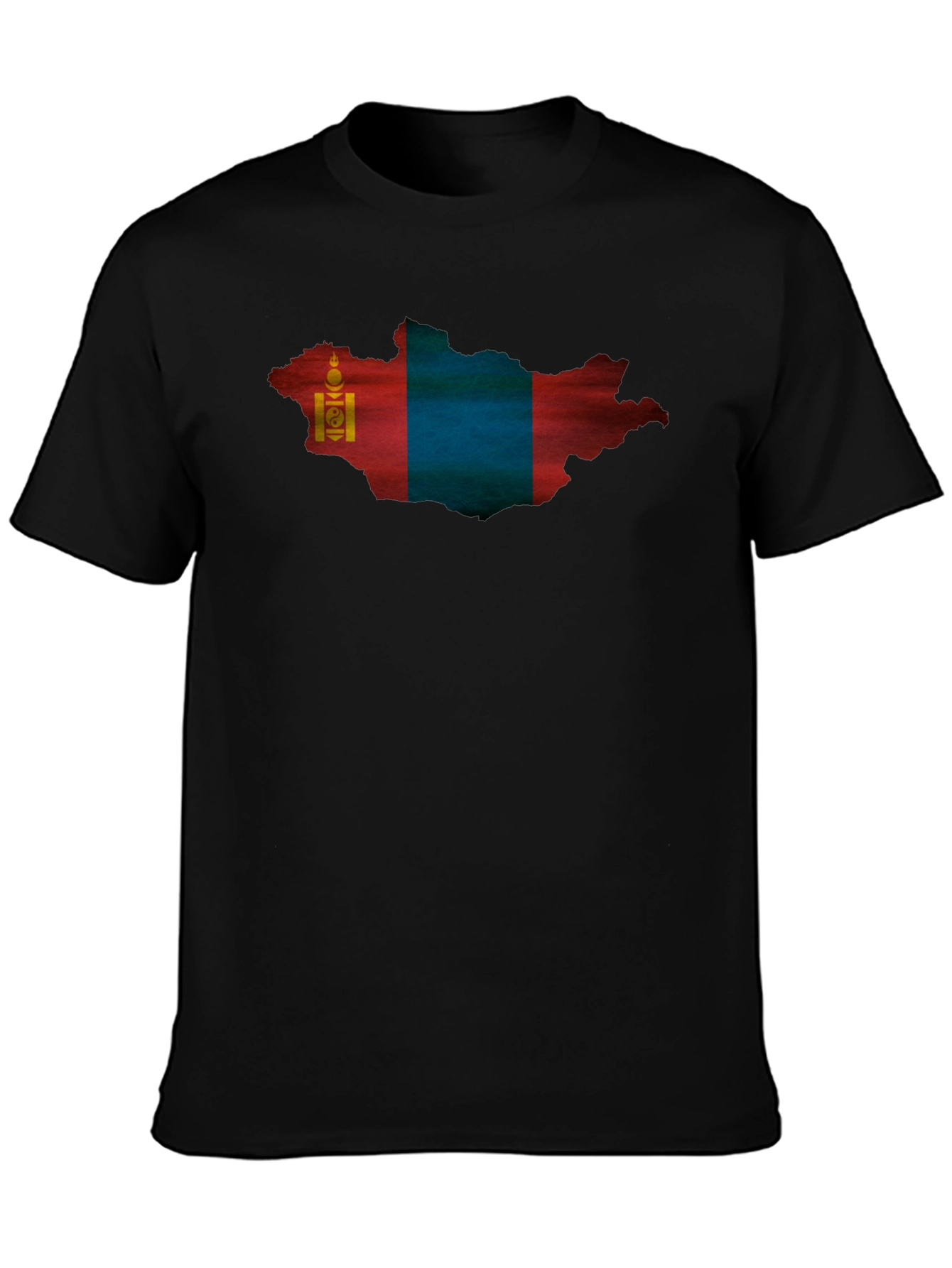 Mongolia Flag Map T-Shirt - Black
