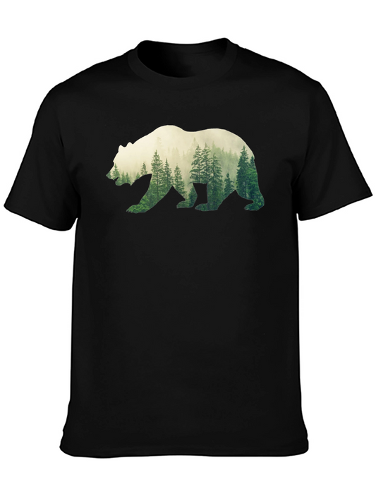 Bear Forest Silhouette Graphic Tee - Mens Black T-Shirt