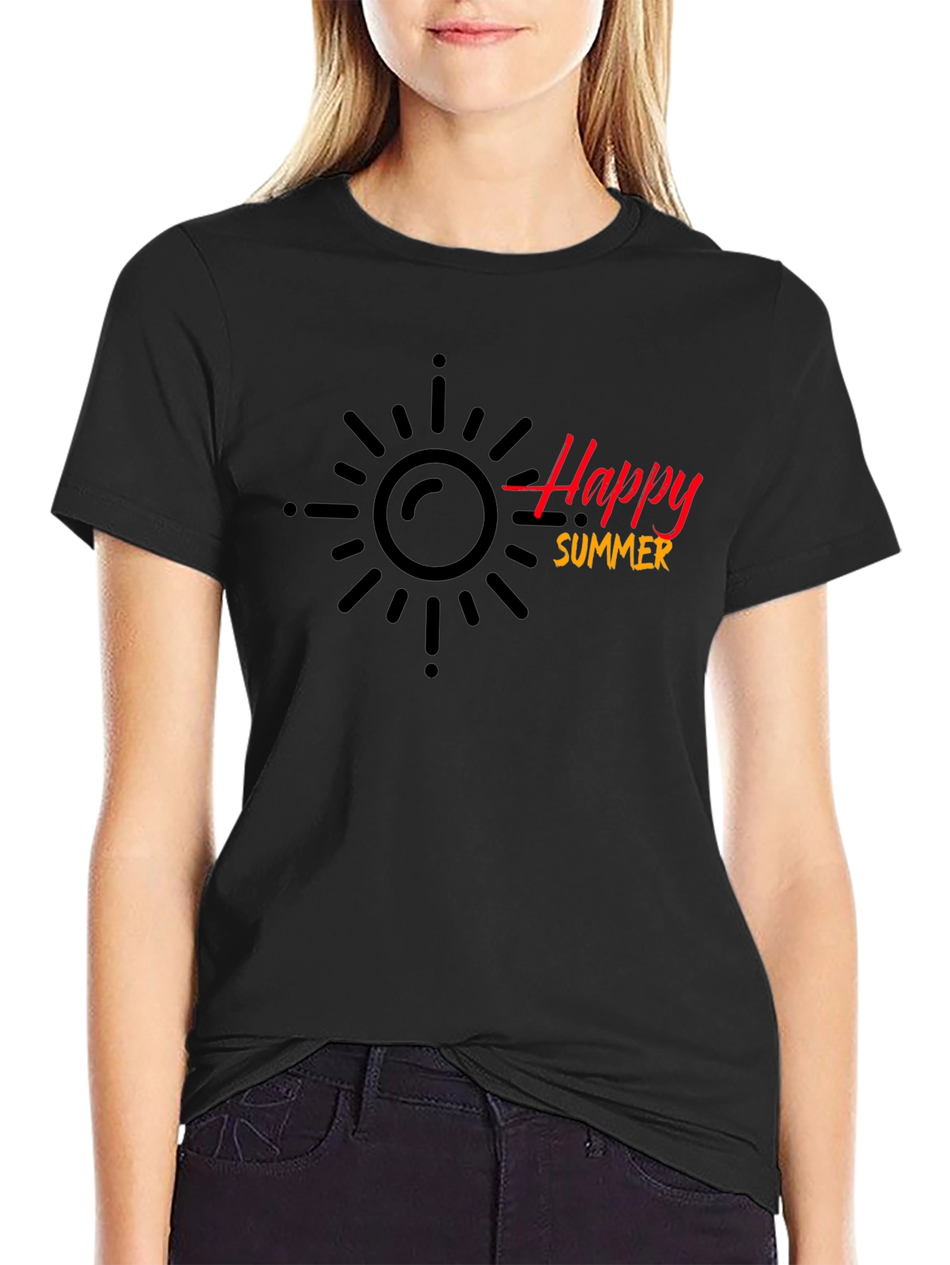 Happy Summer Black T-Shirt - Casual Style