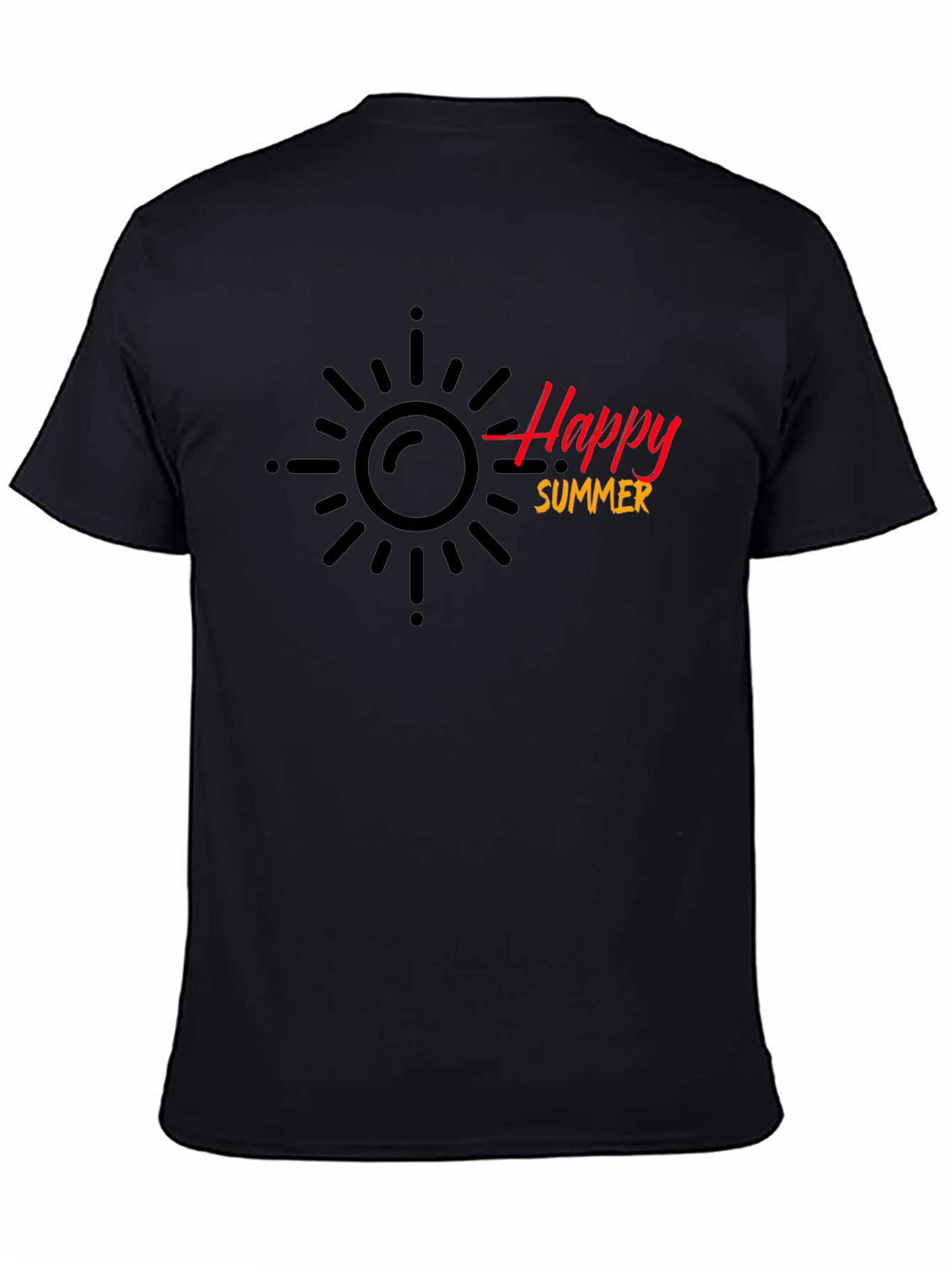 Happy Summer Black T-Shirt - Casual Style