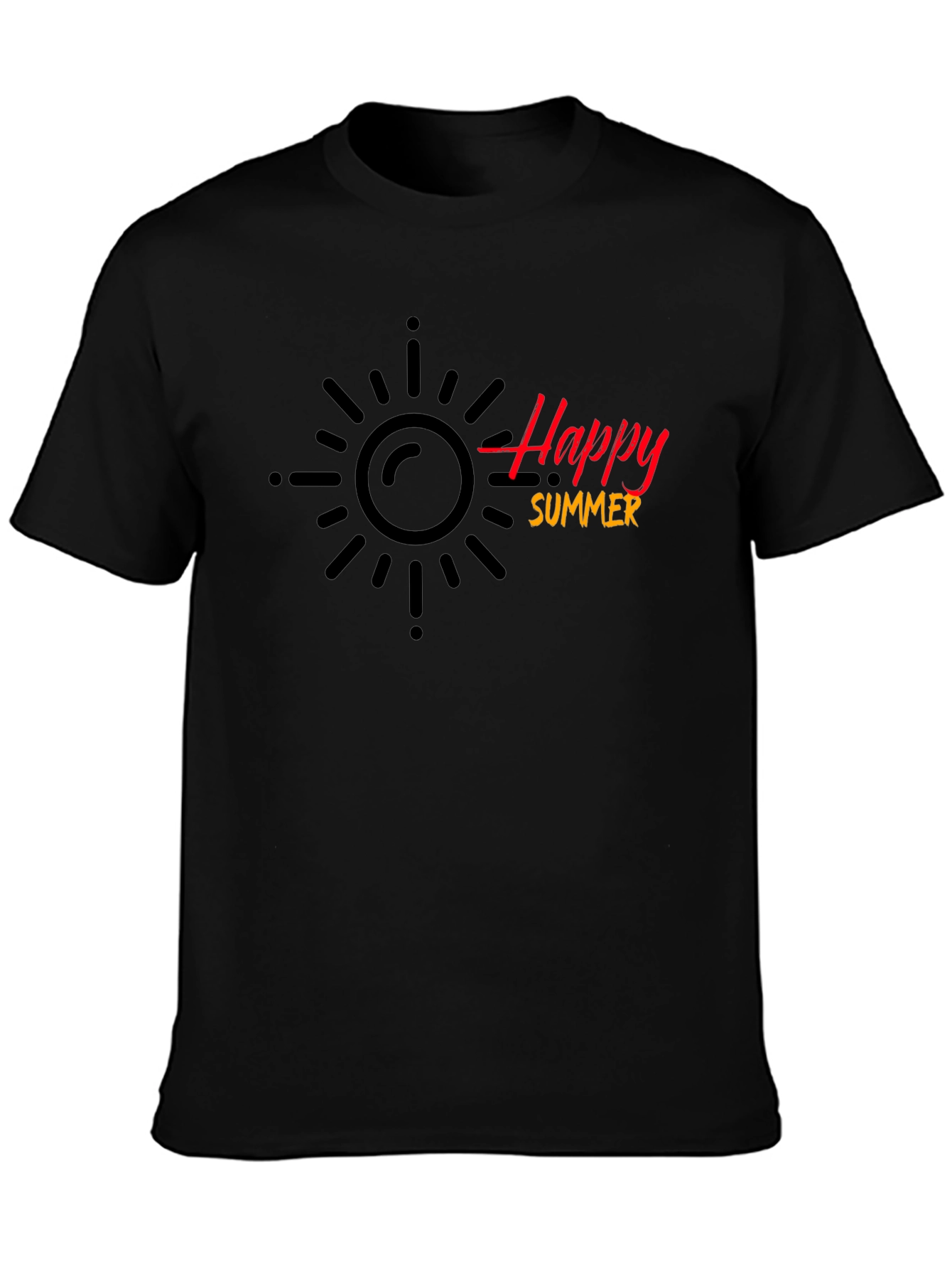 Happy Summer Black T-Shirt - Casual Style