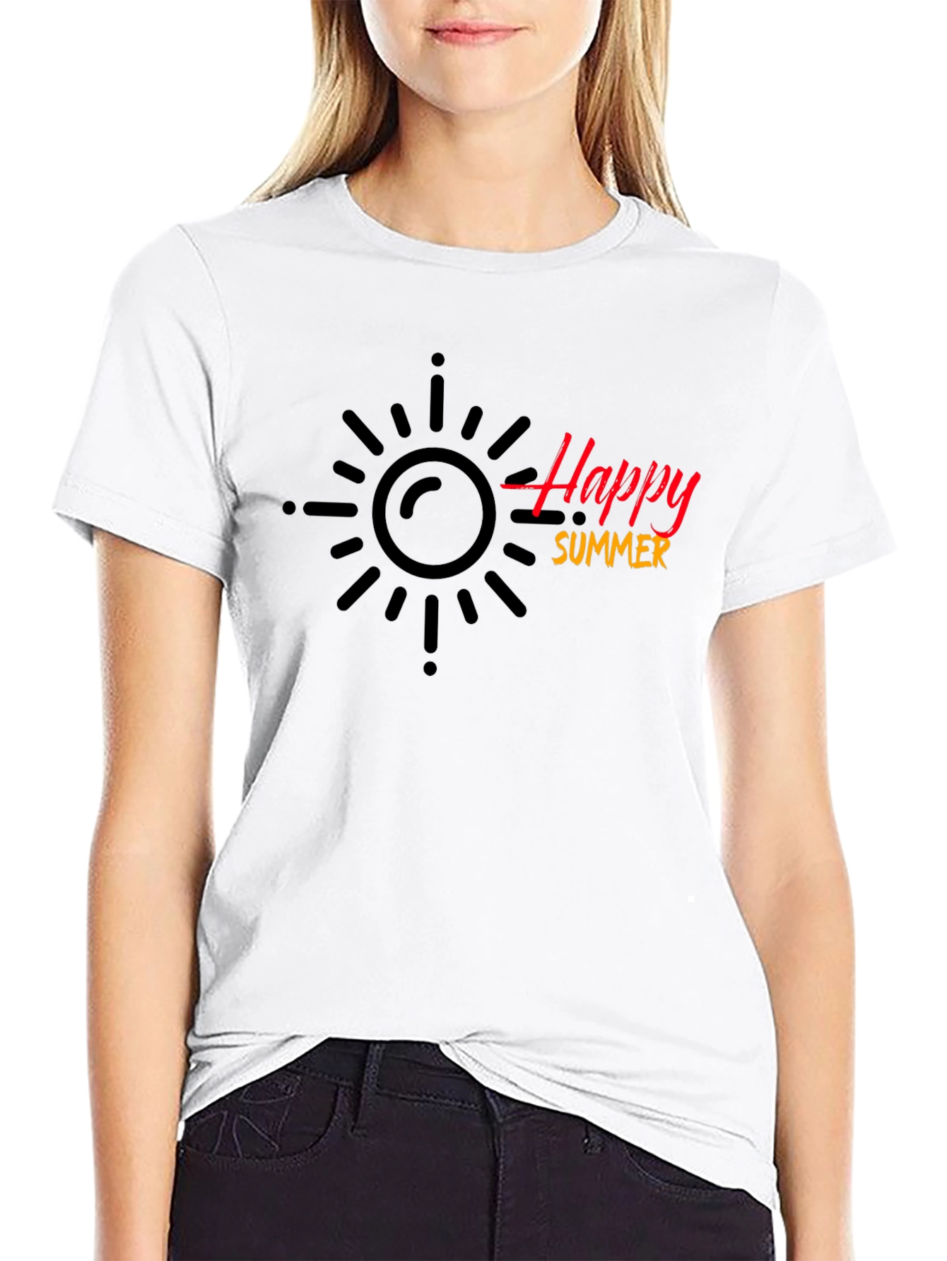 Happy Summer Black T-Shirt - Casual Style
