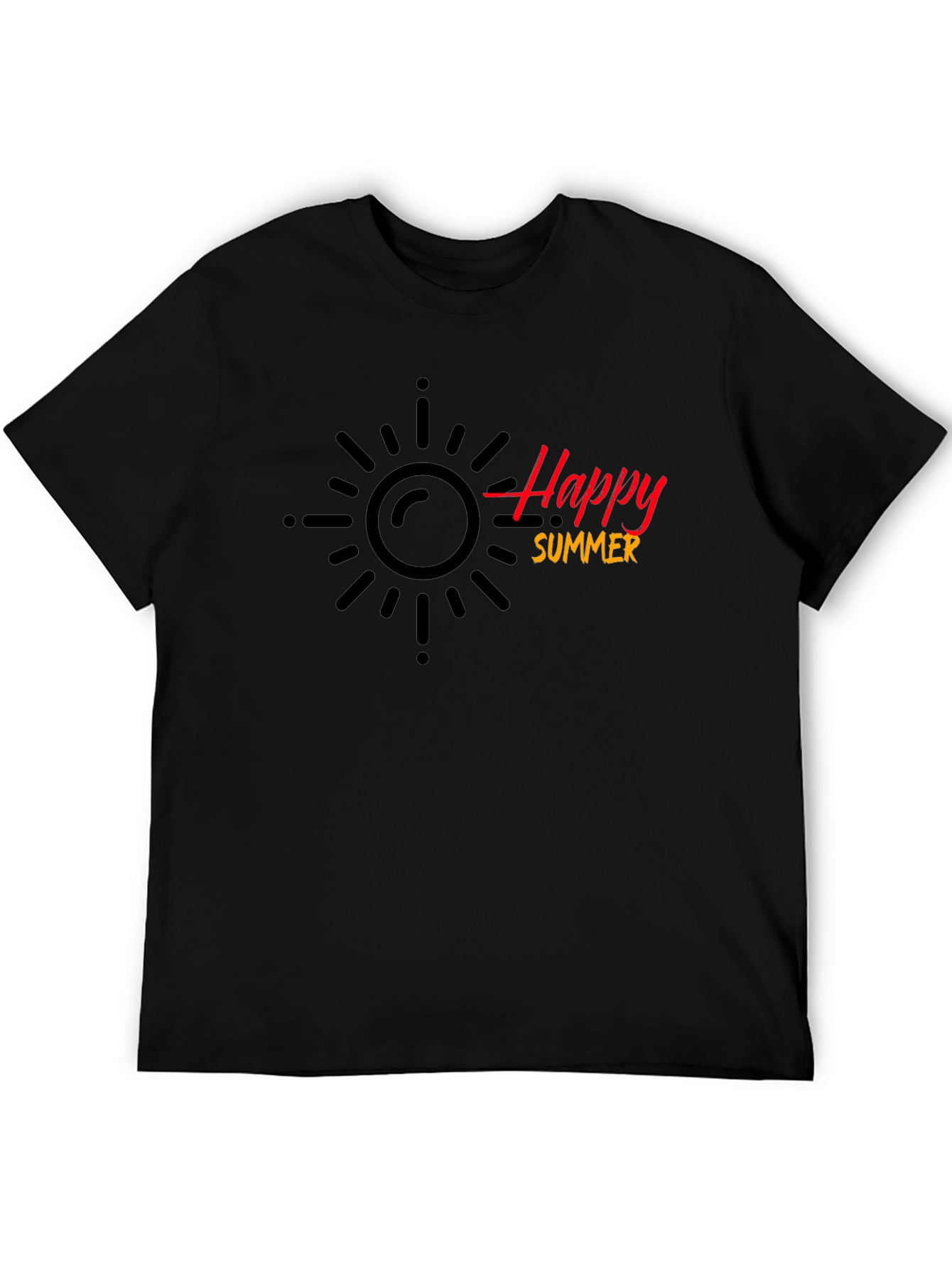 Happy Summer Black T-Shirt - Casual Style