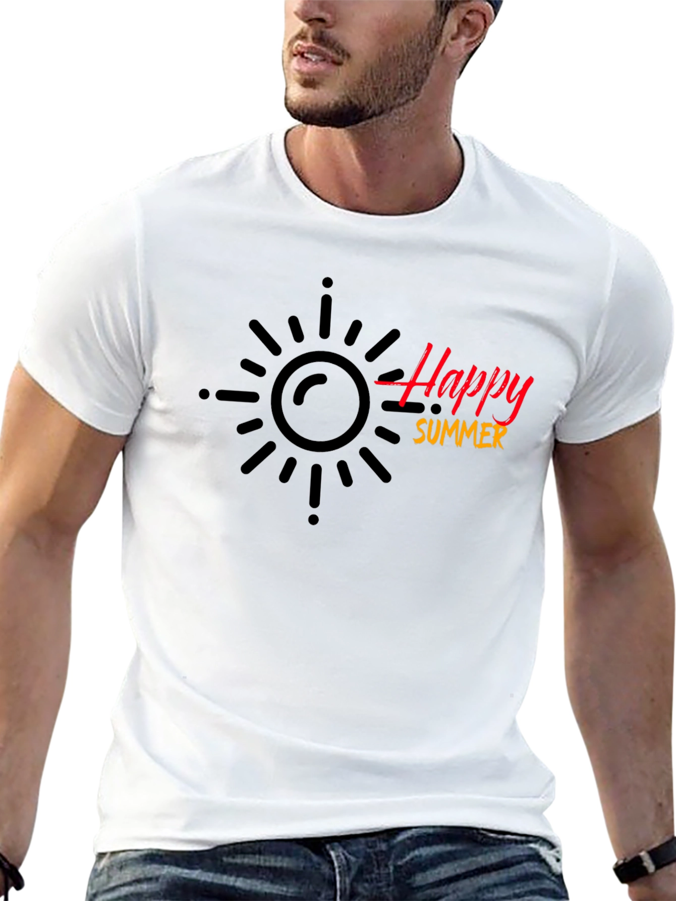 Happy Summer Black T-Shirt - Casual Style