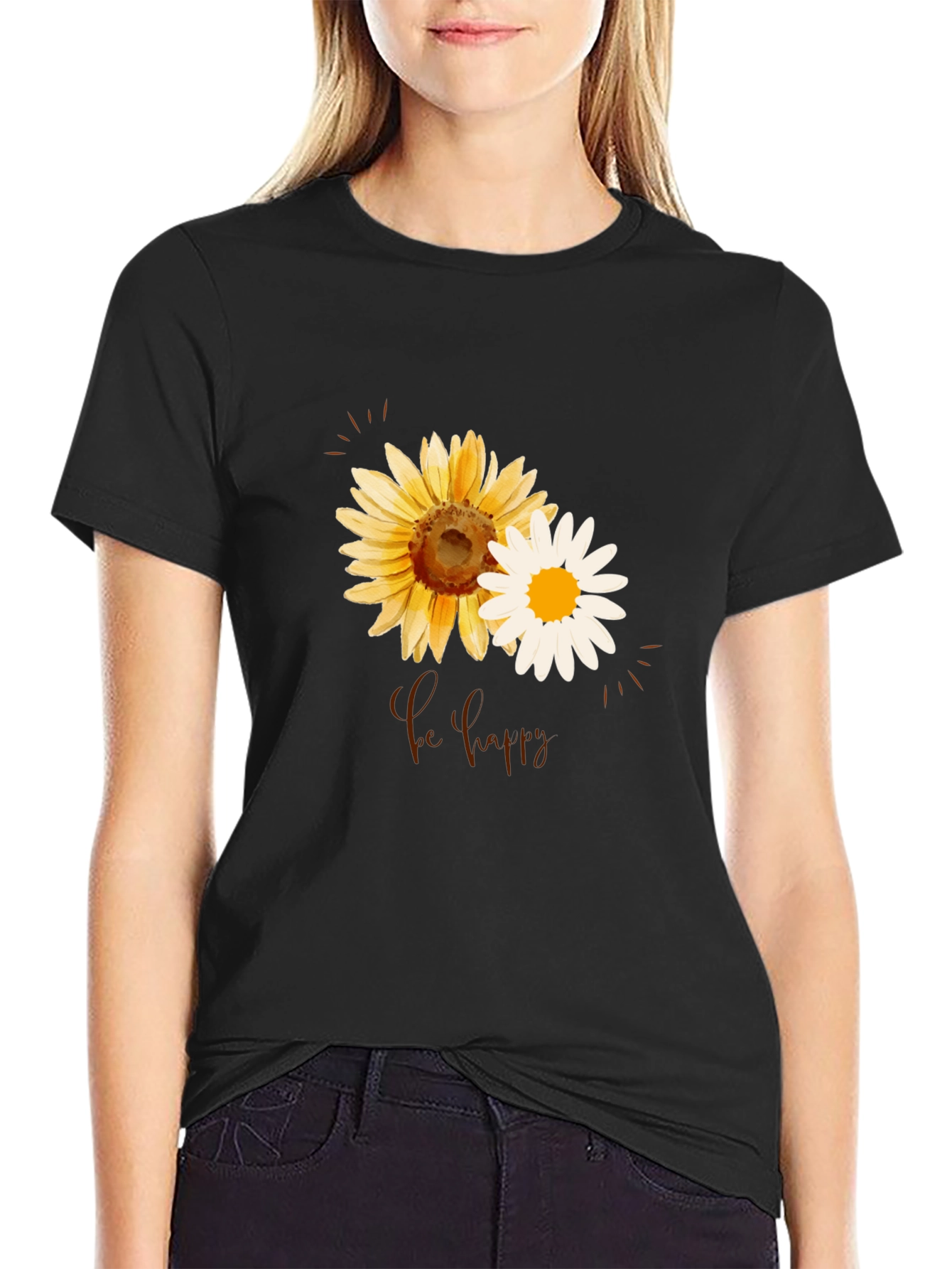 Sunflower & Daisy Be Happy Graphic Tee