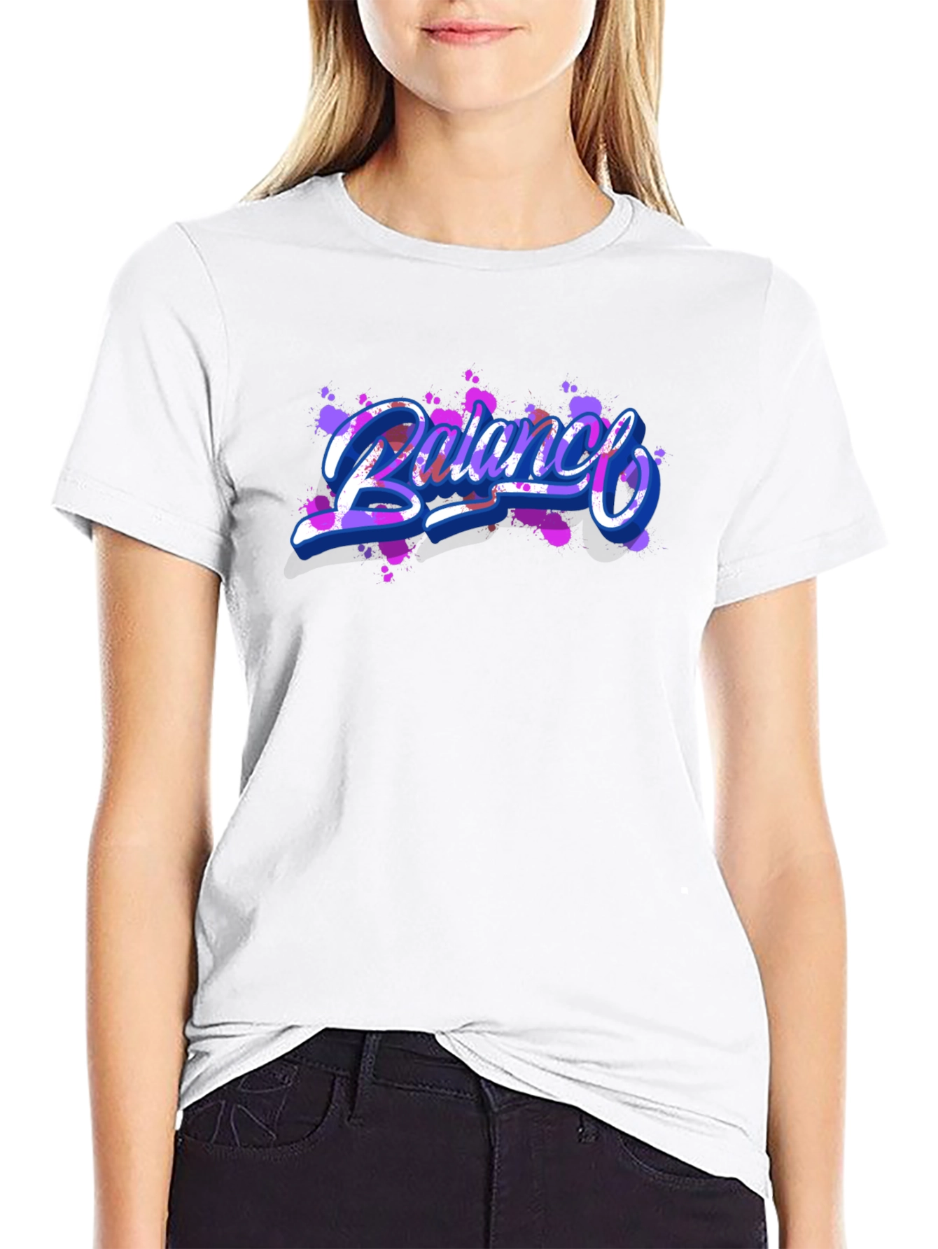 Balance Graphic Print Black T-Shirt